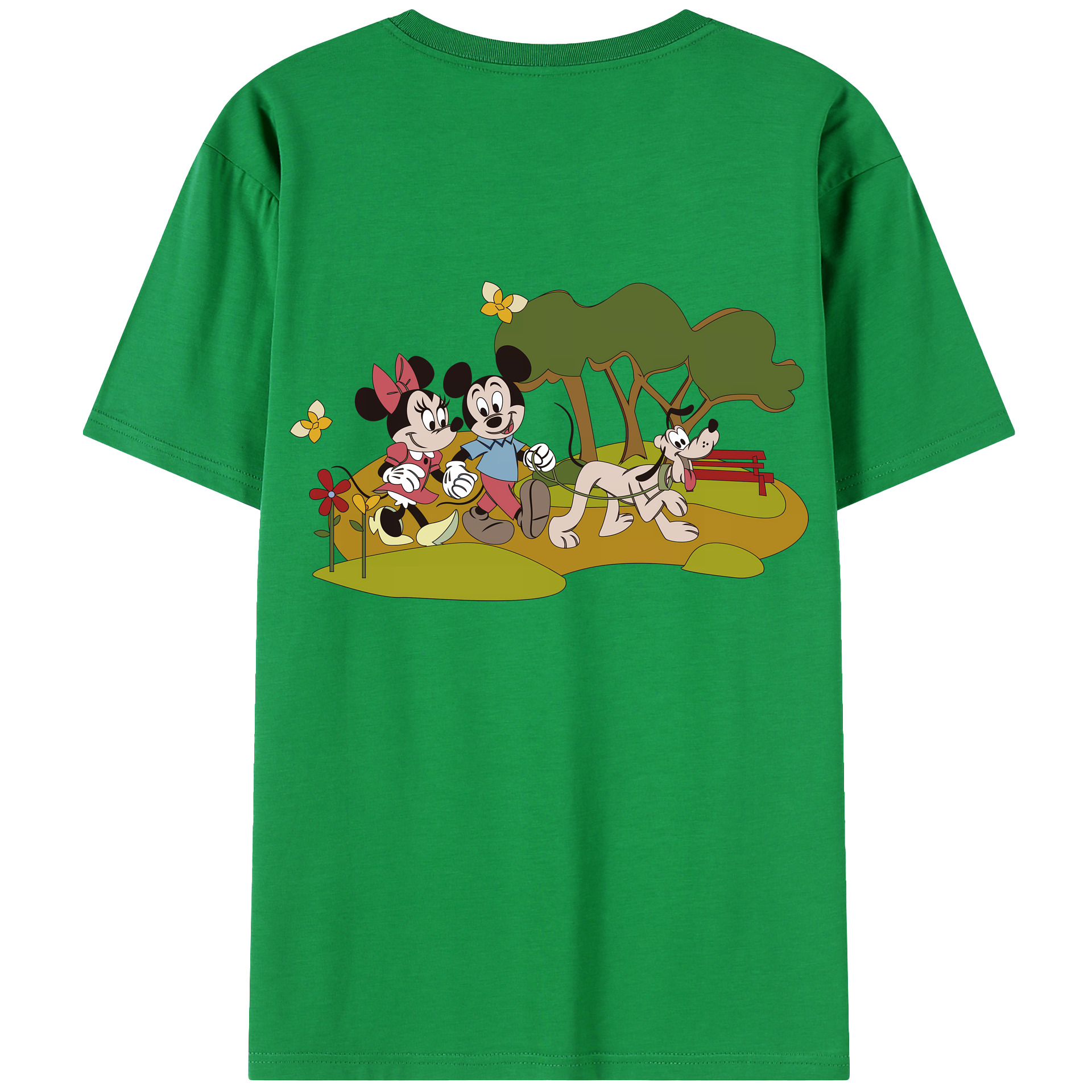 （画像用） ミッキーマウス Mickey Mouse 綿100％ メンズ半袖Tシャツ（バックプリント） 通気性