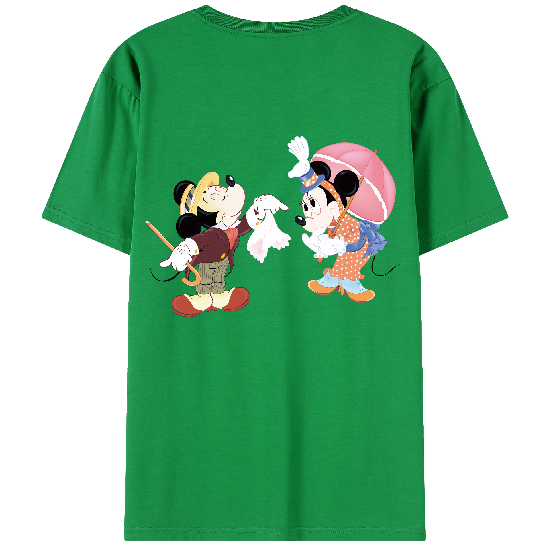 （画像用） ミッキーマウス Mickey Mouse 綿100％ メンズ半袖Tシャツ（バックプリント） 通気性