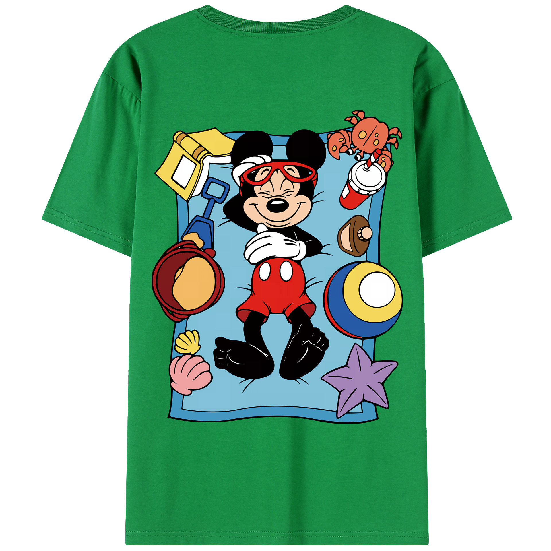 （画像用） ミッキーマウス Mickey Mouse 綿100％ メンズ半袖Tシャツ（バックプリント） 通気性