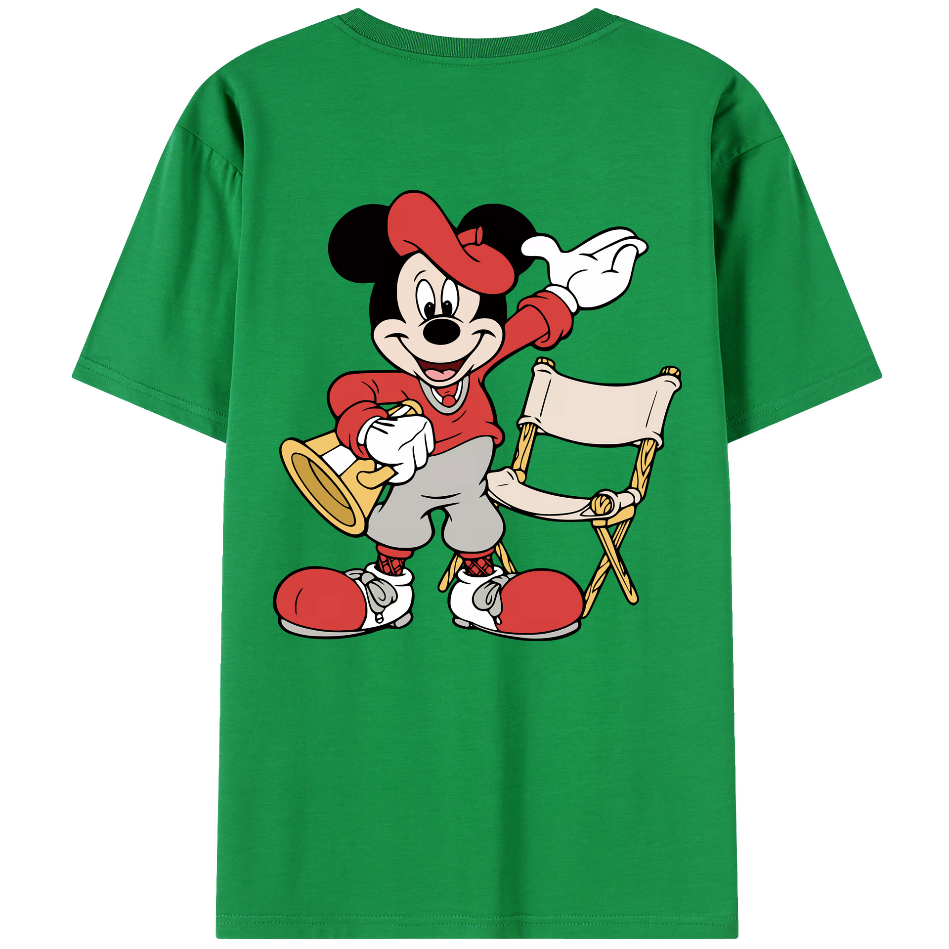 （画像用） ミッキーマウス Mickey Mouse 綿100％ メンズ半袖Tシャツ（バックプリント） 通気性