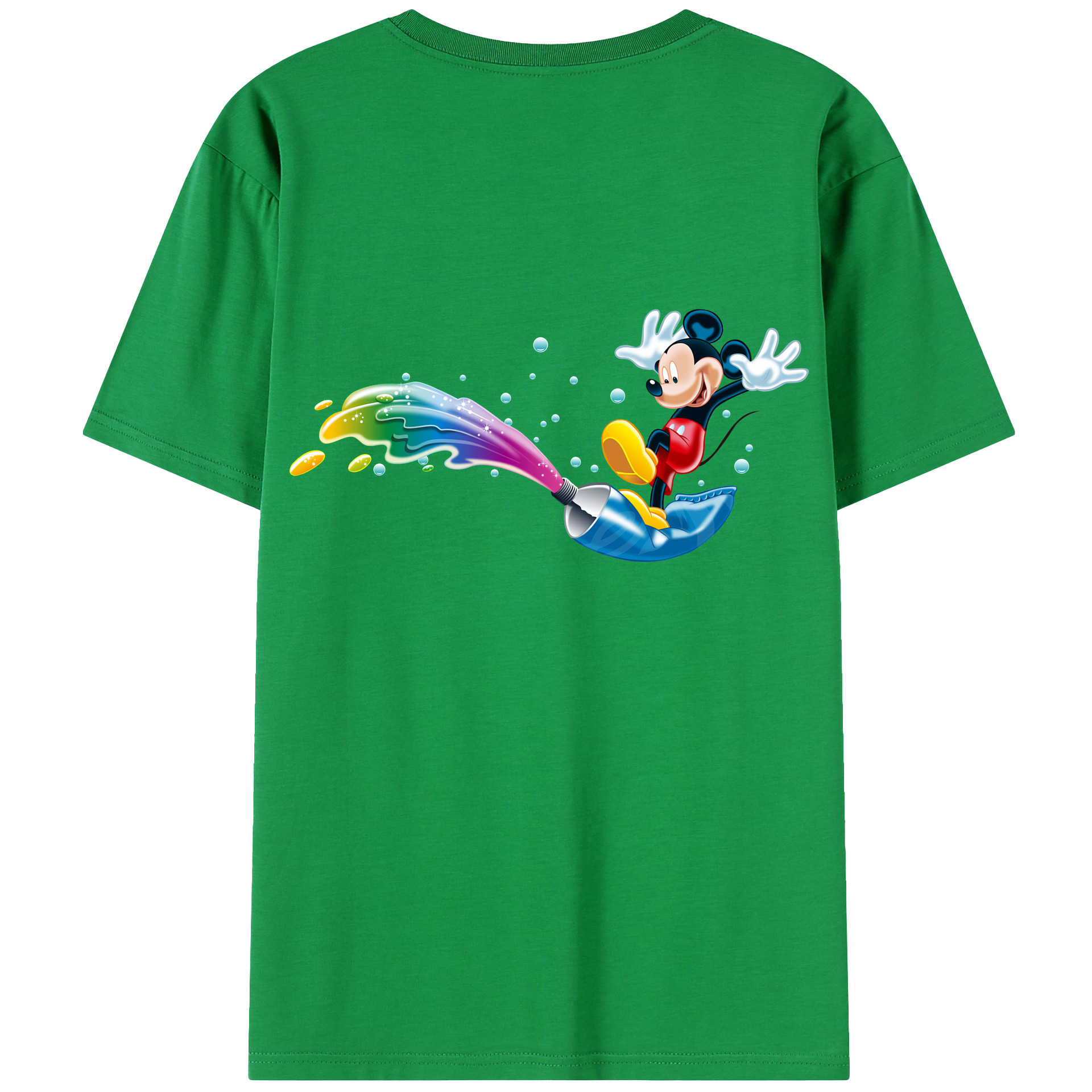 （画像用） ミッキーマウス Mickey Mouse 綿100％ メンズ半袖Tシャツ（バックプリント） 通気性