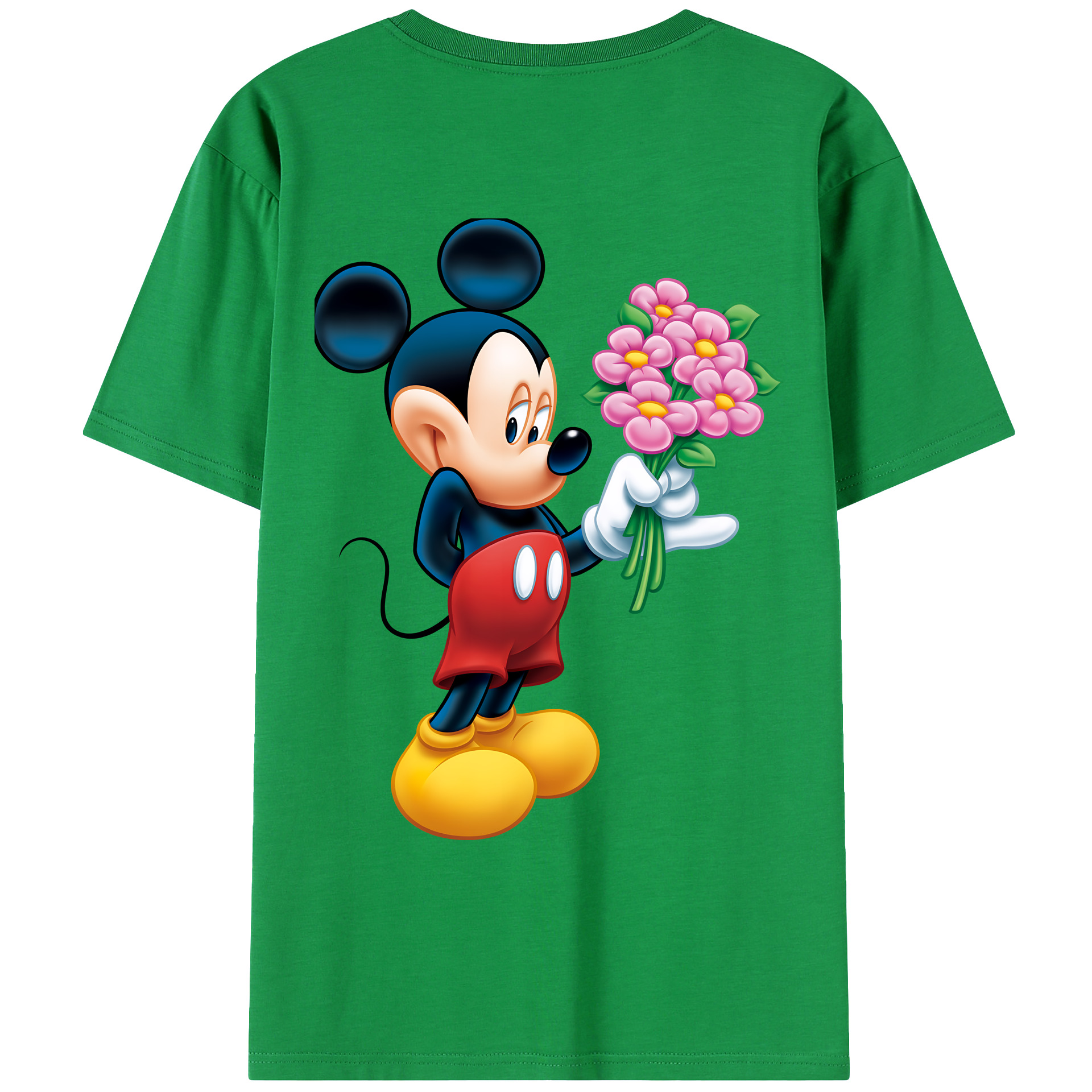 （画像用） ミッキーマウス Mickey Mouse 綿100％ メンズ半袖Tシャツ（バックプリント） 通気性