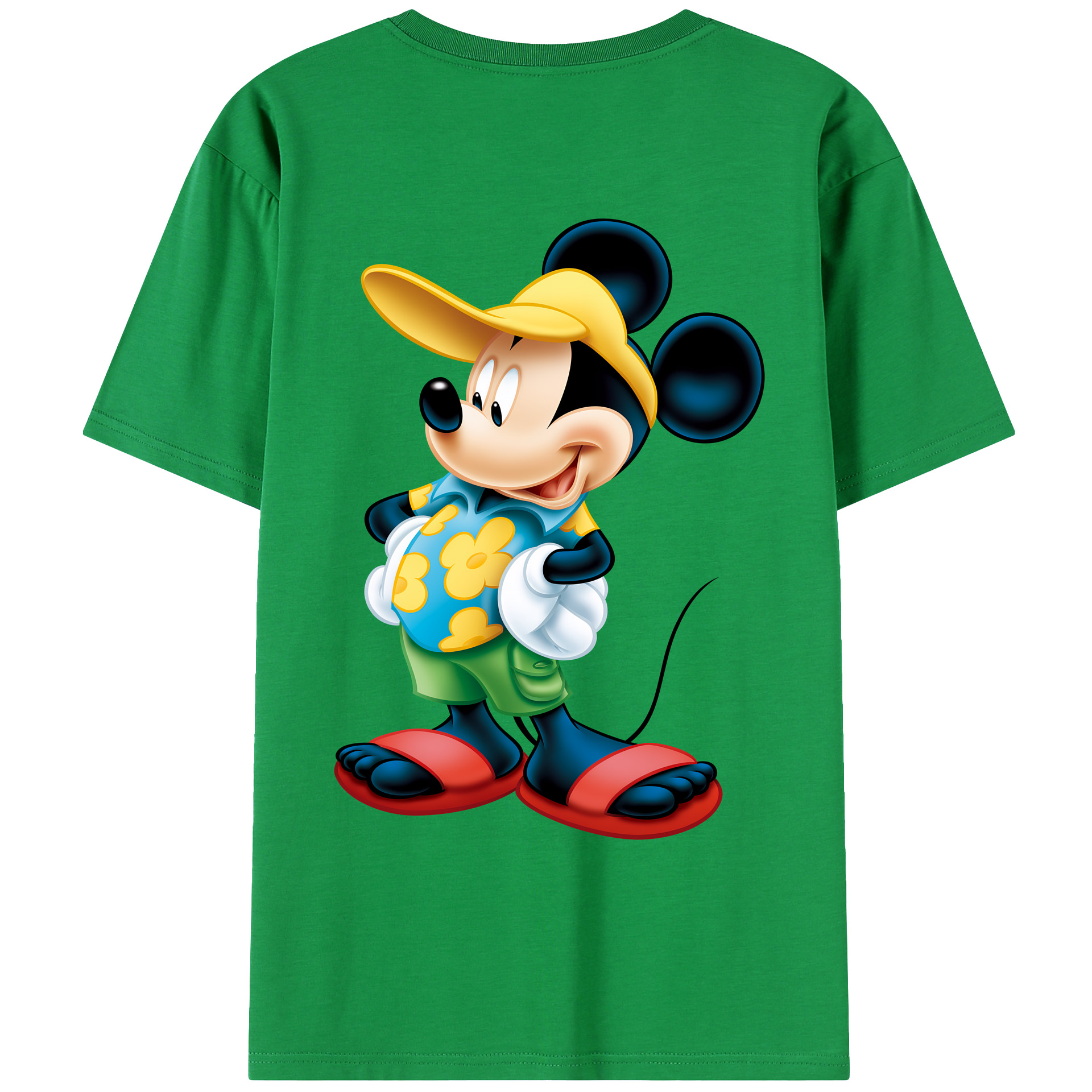 （画像用） ミッキーマウス Mickey Mouse 綿100％ メンズ半袖Tシャツ（バックプリント） 通気性