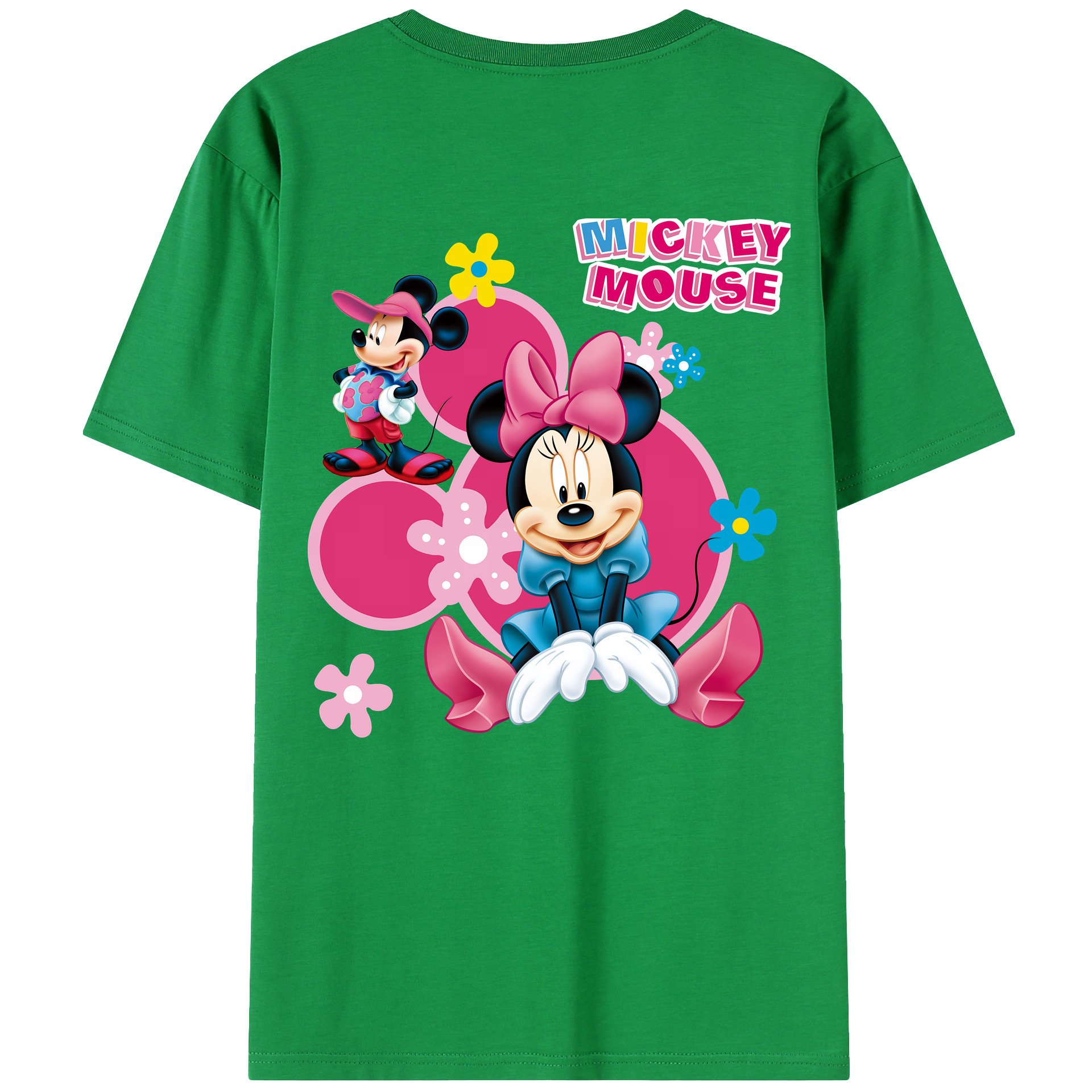 （画像用） ミッキーマウス Mickey Mouse 綿100％ メンズ半袖Tシャツ（バックプリント） 通気性