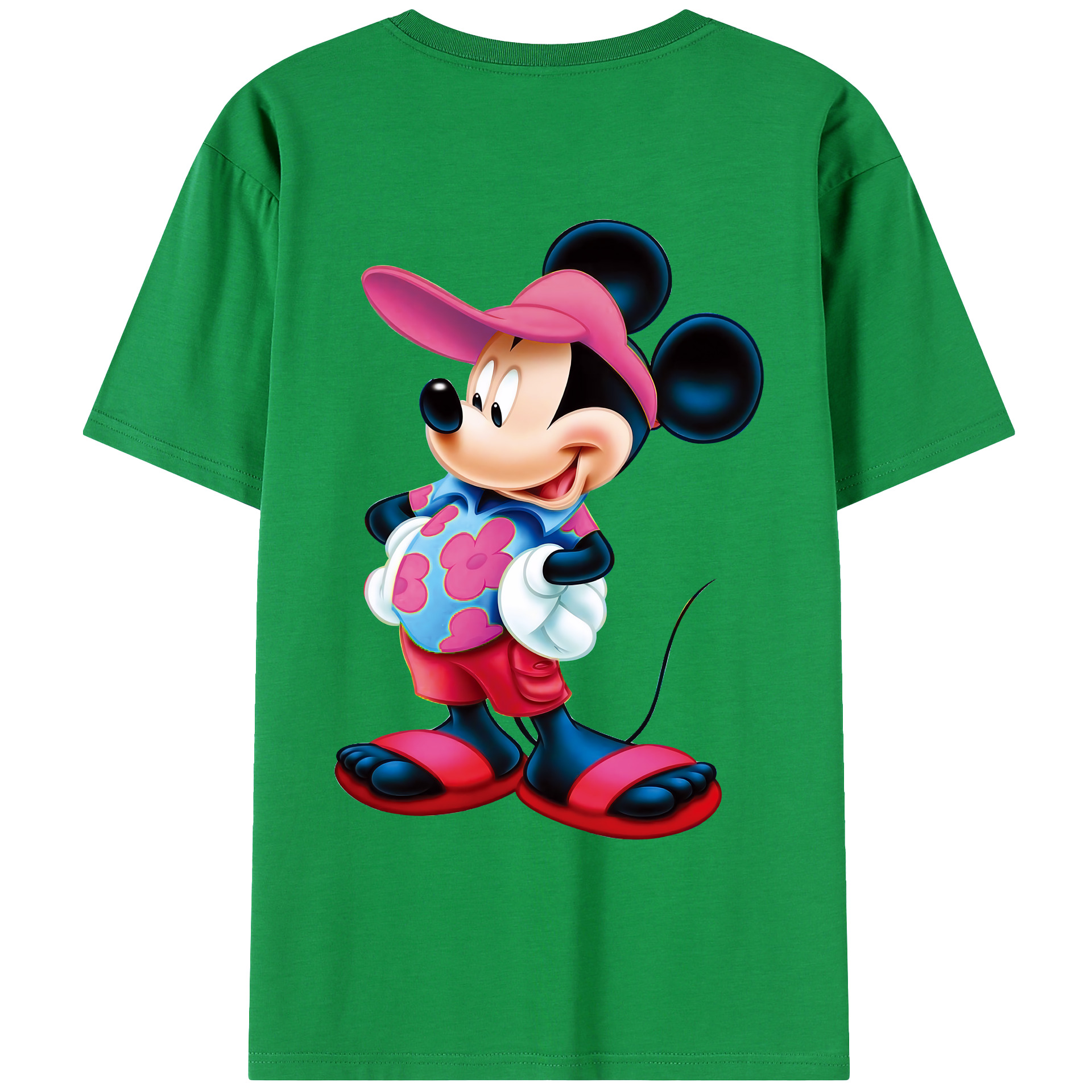 （画像用） ミッキーマウス Mickey Mouse 綿100％ メンズ半袖Tシャツ（バックプリント） 通気性