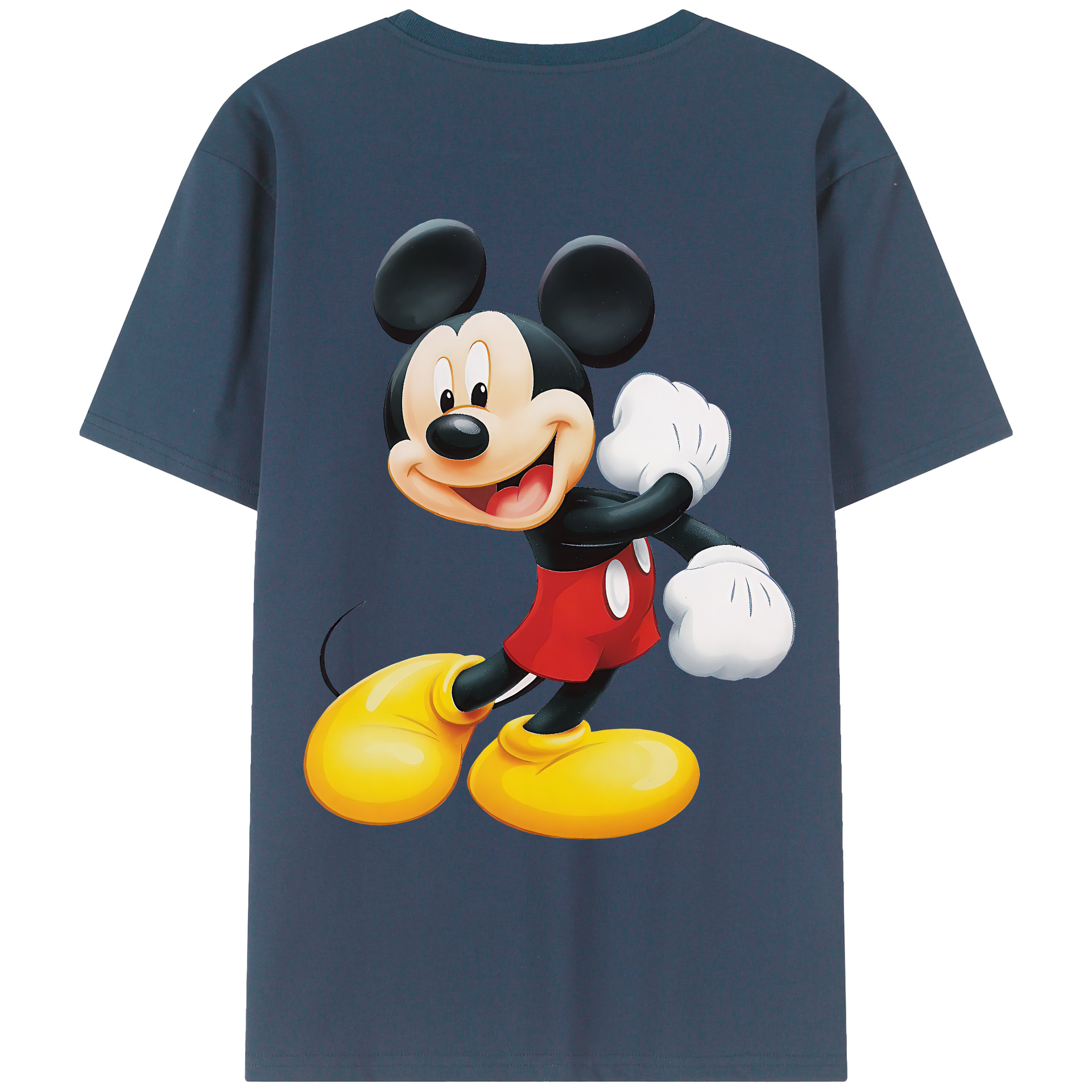 （画像用） ミッキーマウス Mickey Mouse 綿100％ メンズ半袖Tシャツ（バックプリント） 通気性