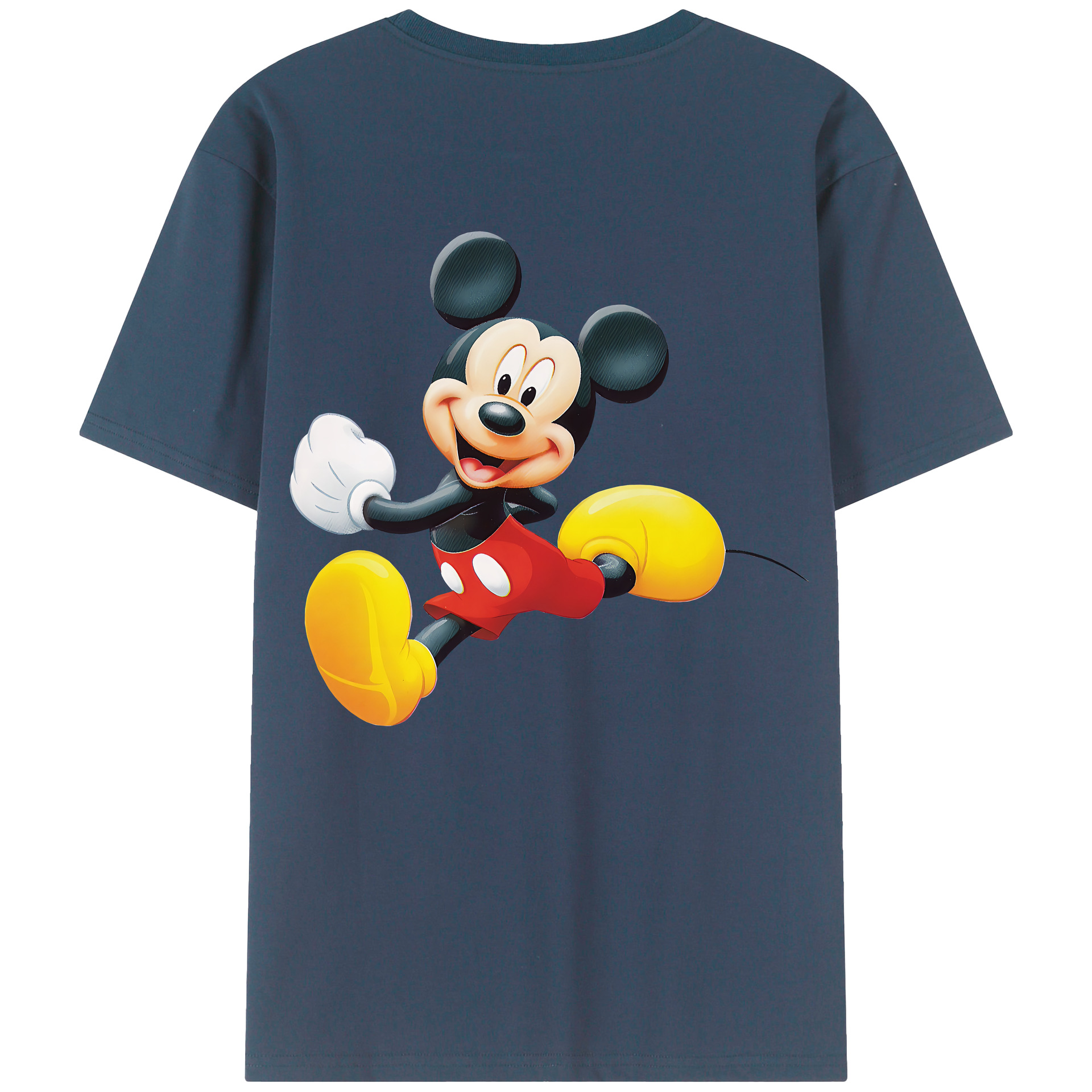 （画像用） ミッキーマウス Mickey Mouse 綿100％ メンズ半袖Tシャツ（バックプリント） 通気性