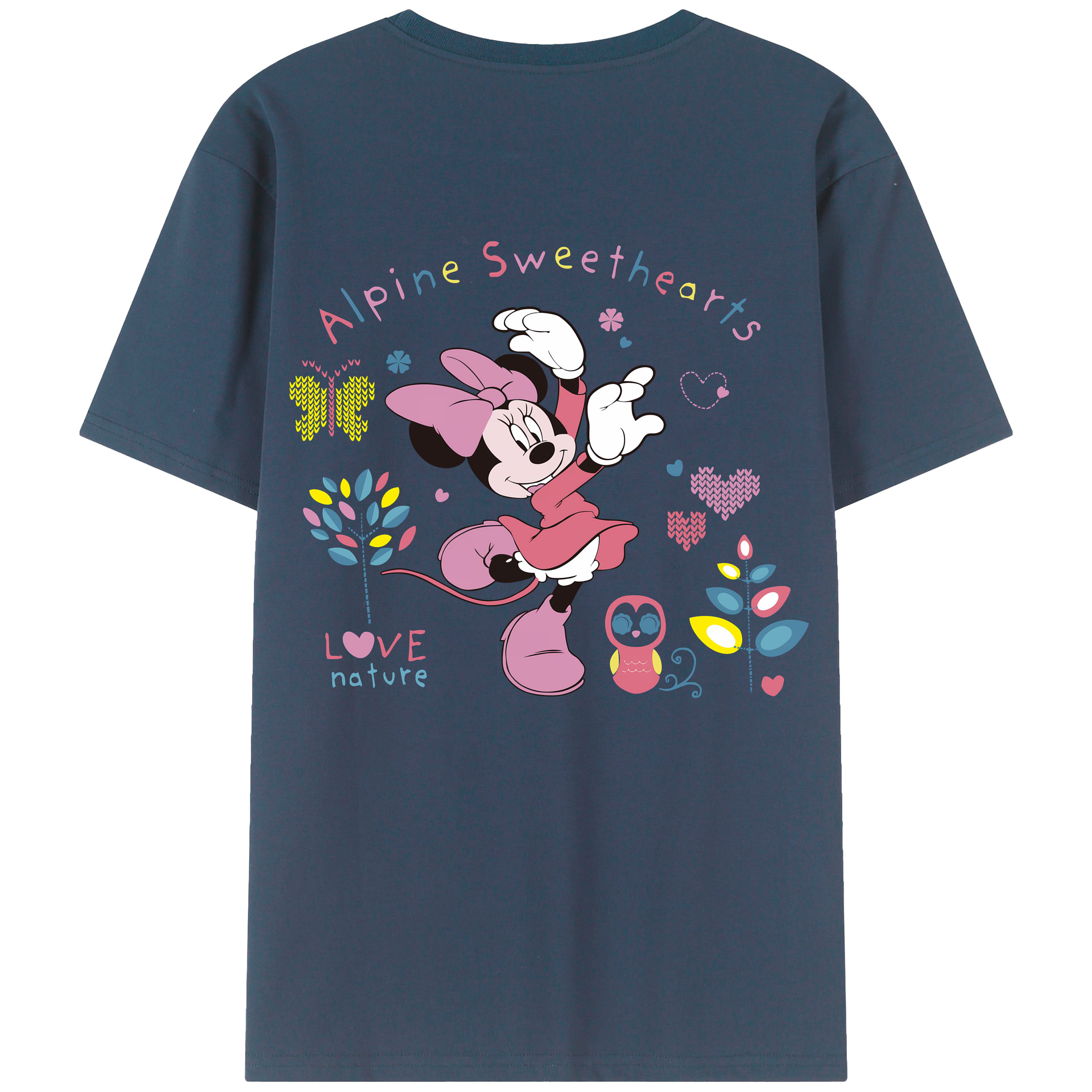 （画像用） ミッキーマウス Mickey Mouse 綿100％ メンズ半袖Tシャツ（バックプリント） 通気性