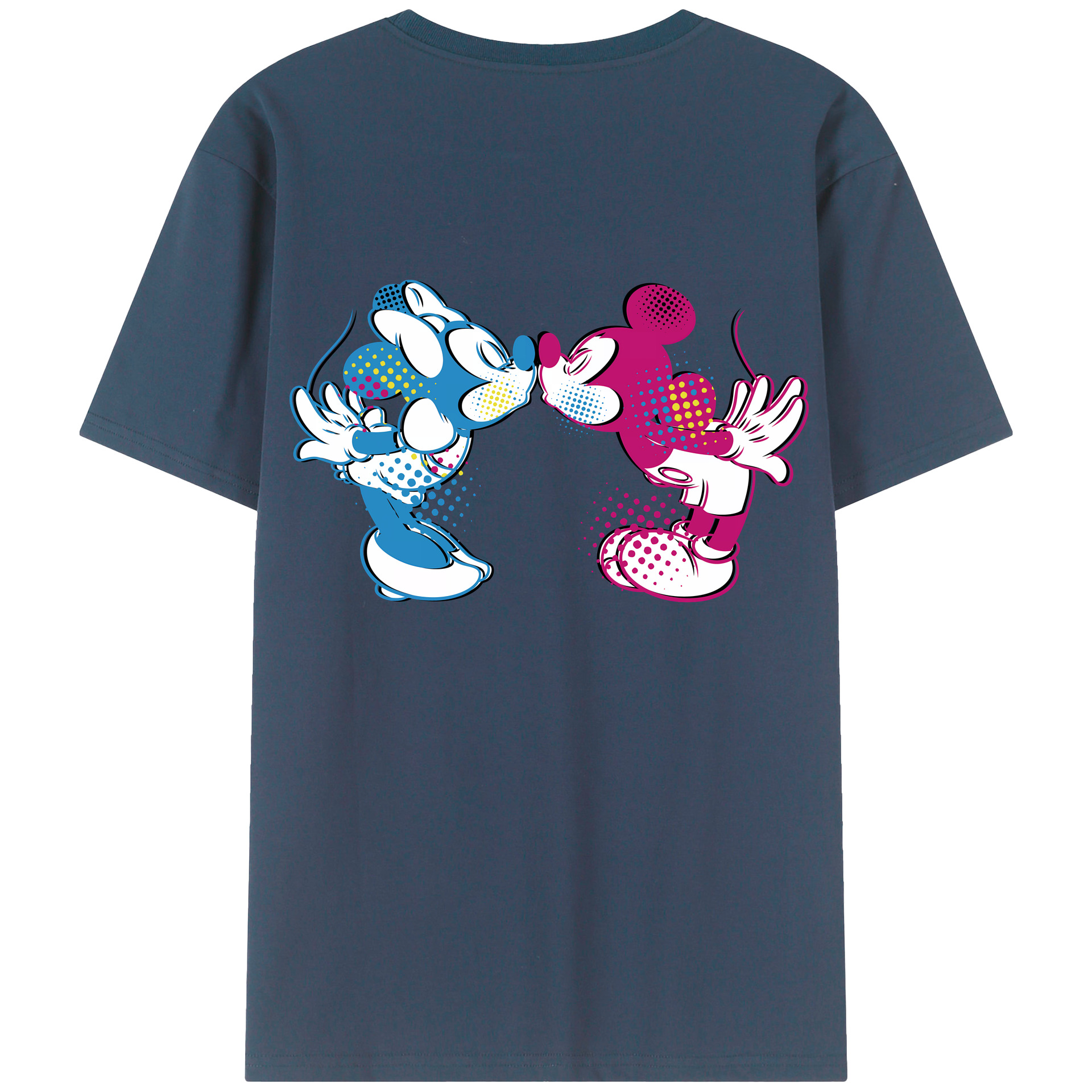 （画像用） ミッキーマウス Mickey Mouse 綿100％ メンズ半袖Tシャツ（バックプリント） 通気性