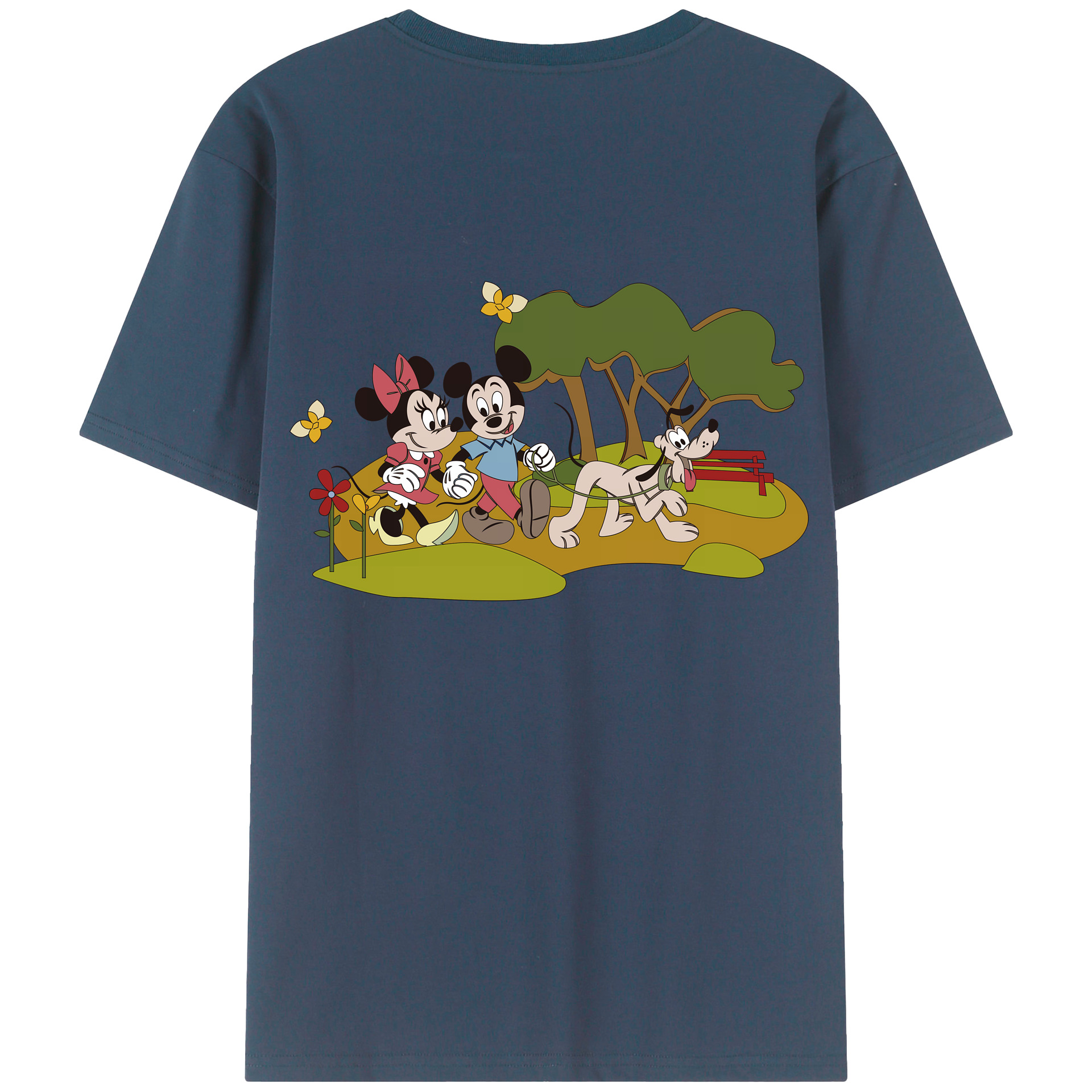 （画像用） ミッキーマウス Mickey Mouse 綿100％ メンズ半袖Tシャツ（バックプリント） 通気性