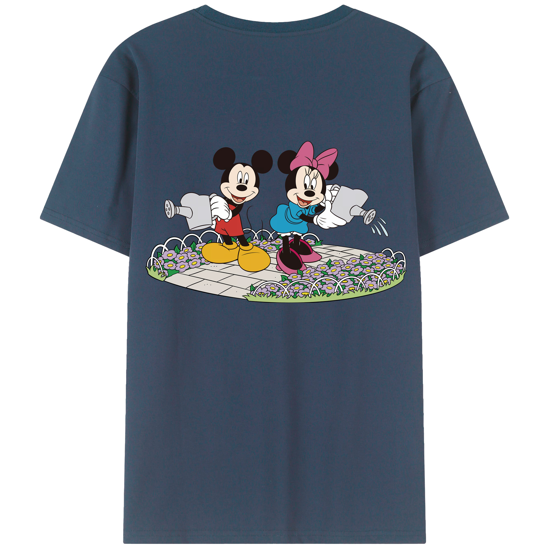 （画像用） ミッキーマウス Mickey Mouse 綿100％ メンズ半袖Tシャツ（バックプリント） 通気性
