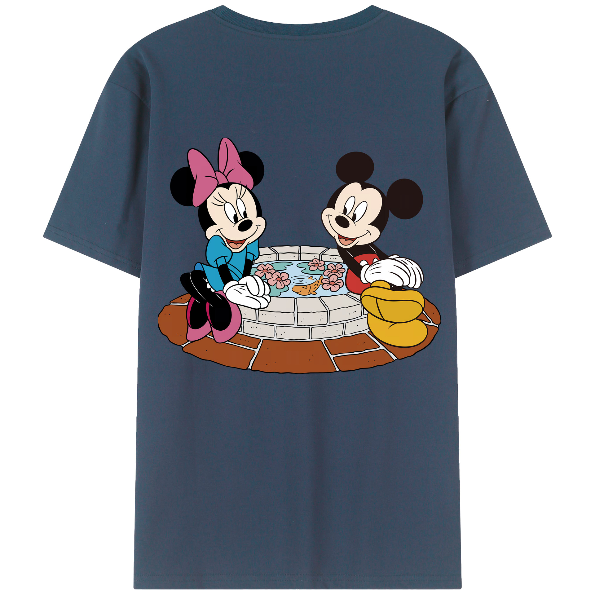（画像用） ミッキーマウス Mickey Mouse 綿100％ メンズ半袖Tシャツ（バックプリント） 通気性