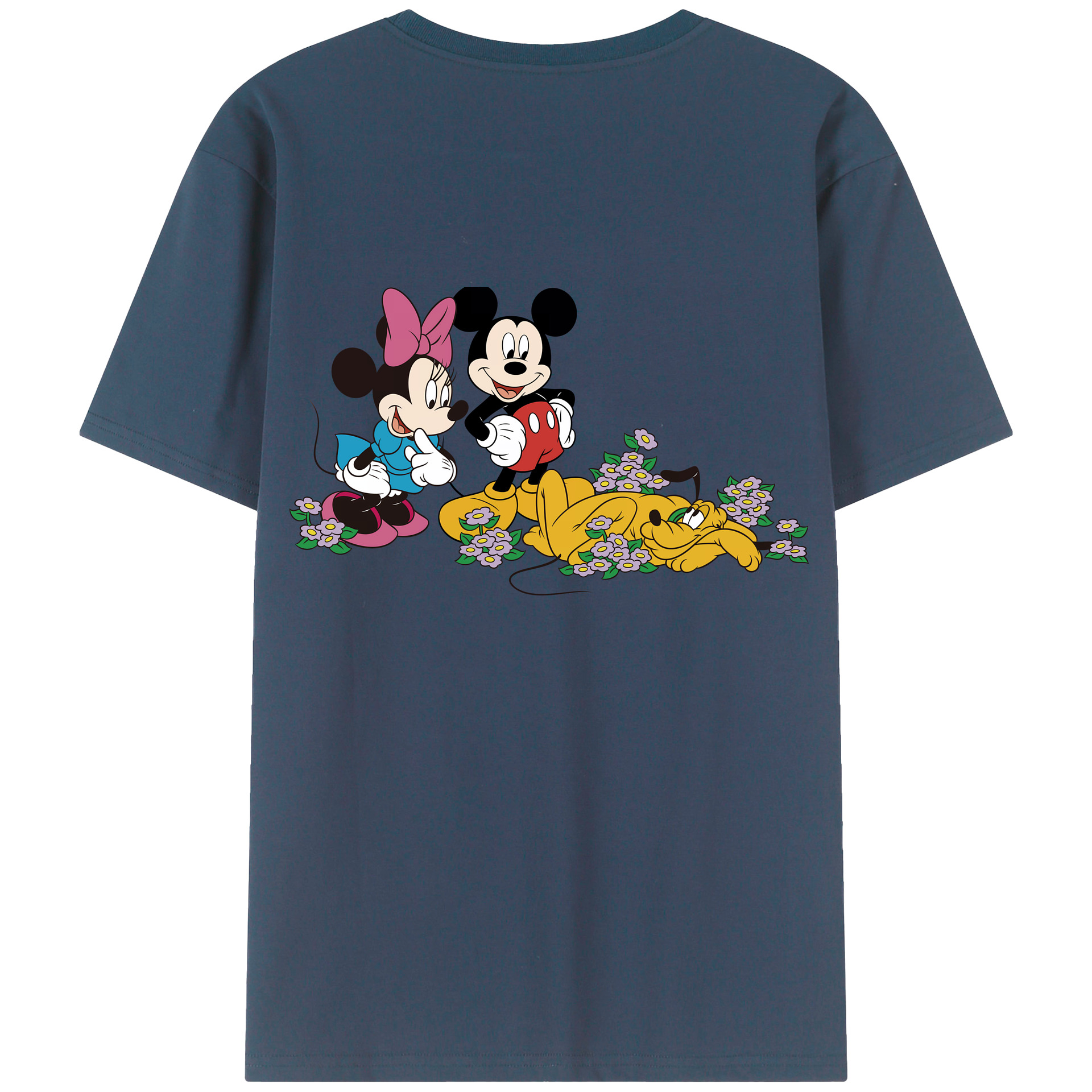 （画像用） ミッキーマウス Mickey Mouse 綿100％ メンズ半袖Tシャツ（バックプリント） 通気性