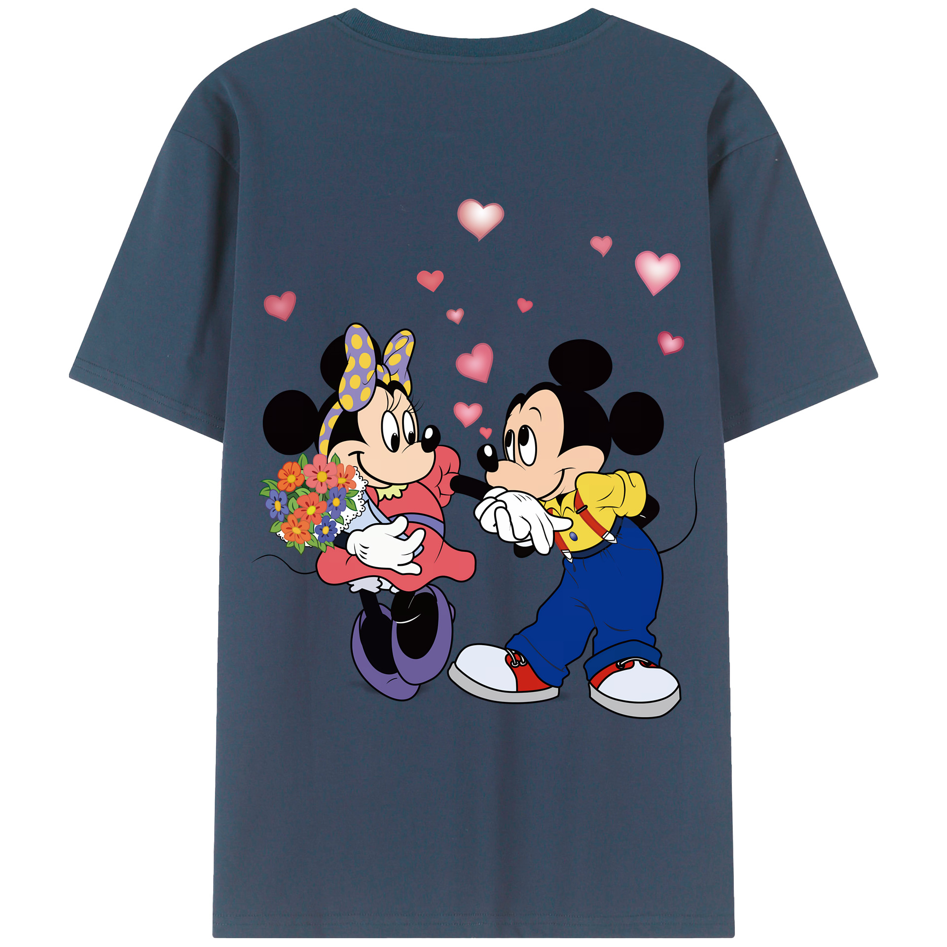 （画像用） ミッキーマウス Mickey Mouse 綿100％ メンズ半袖Tシャツ（バックプリント） 通気性