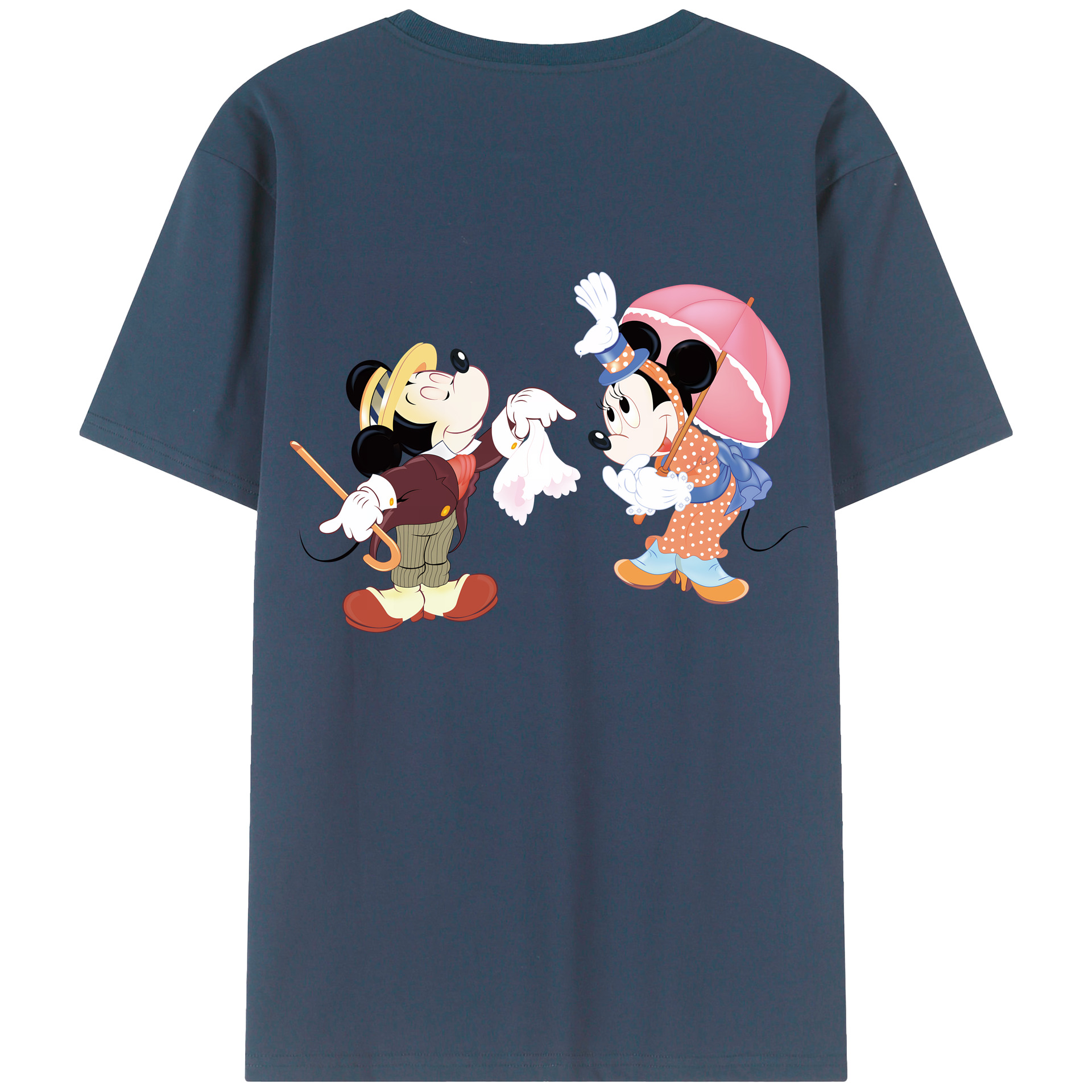 （画像用） ミッキーマウス Mickey Mouse 綿100％ メンズ半袖Tシャツ（バックプリント） 通気性