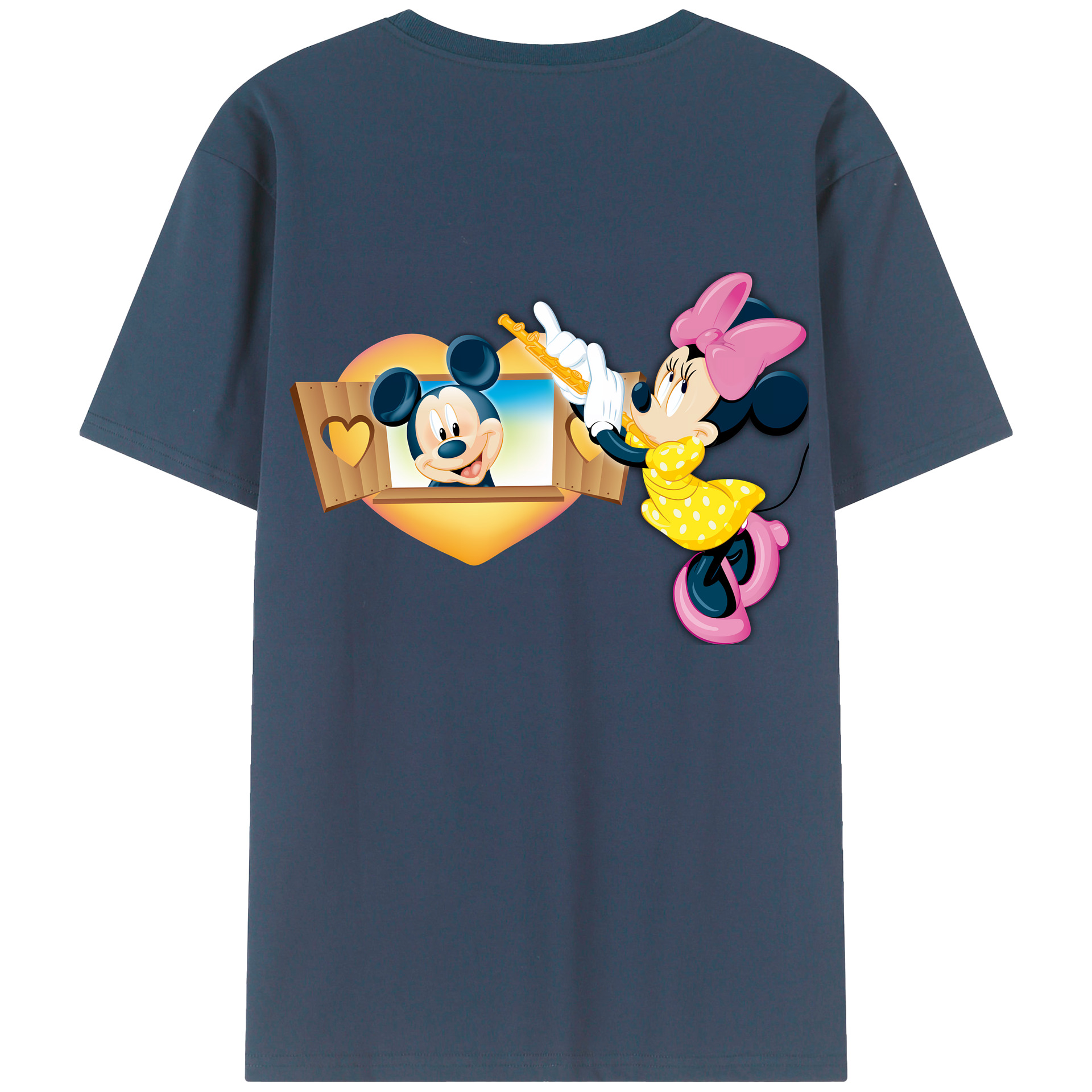 （画像用） ミッキーマウス Mickey Mouse 綿100％ メンズ半袖Tシャツ（バックプリント） 通気性