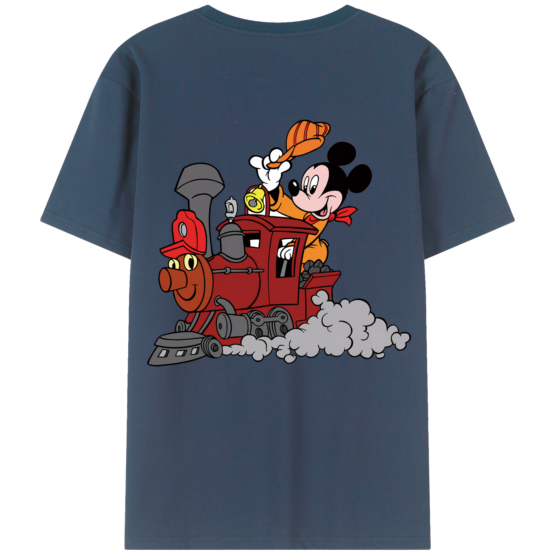 （画像用） ミッキーマウス Mickey Mouse 綿100％ メンズ半袖Tシャツ（バックプリント） 通気性