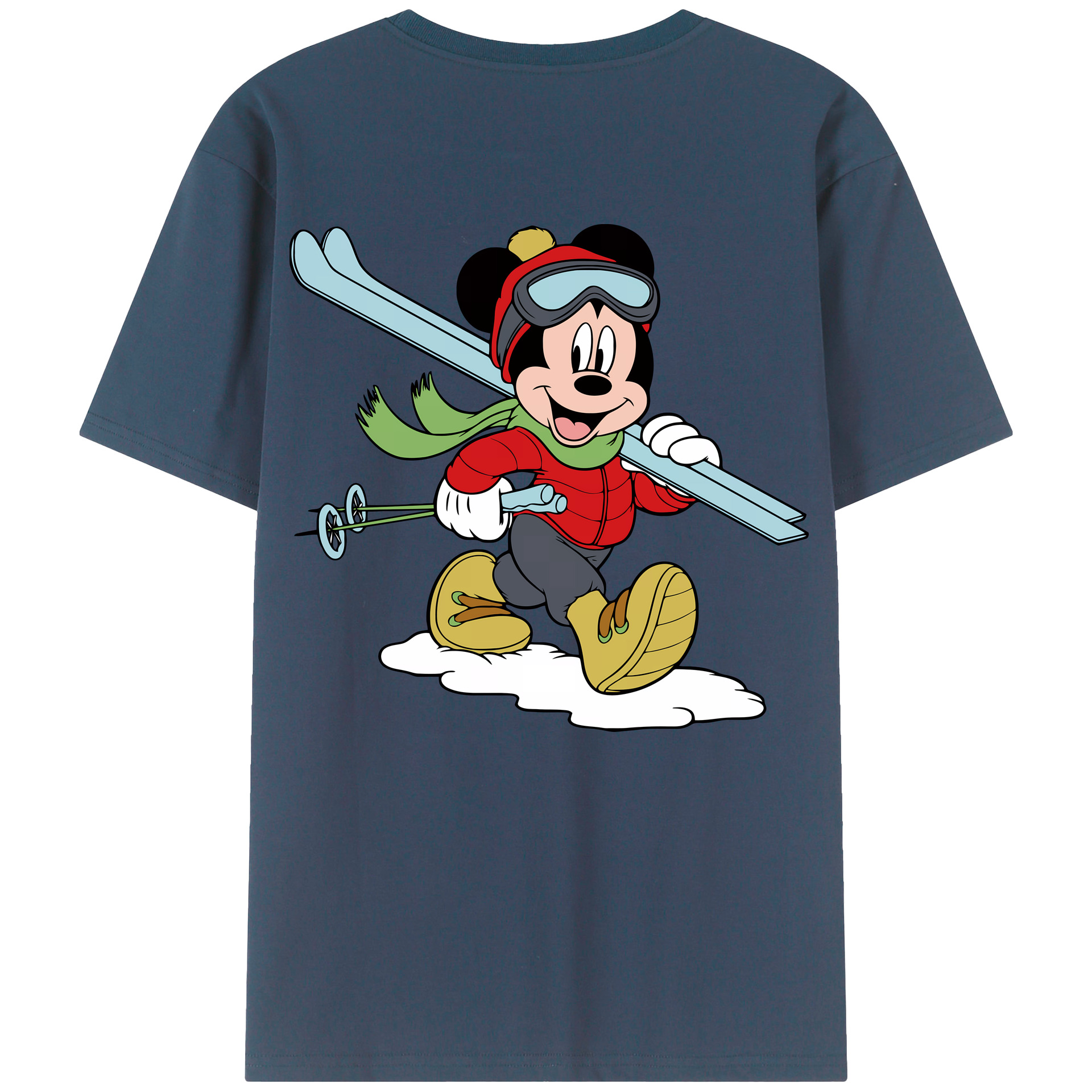（画像用） ミッキーマウス Mickey Mouse 綿100％ メンズ半袖Tシャツ（バックプリント） 通気性