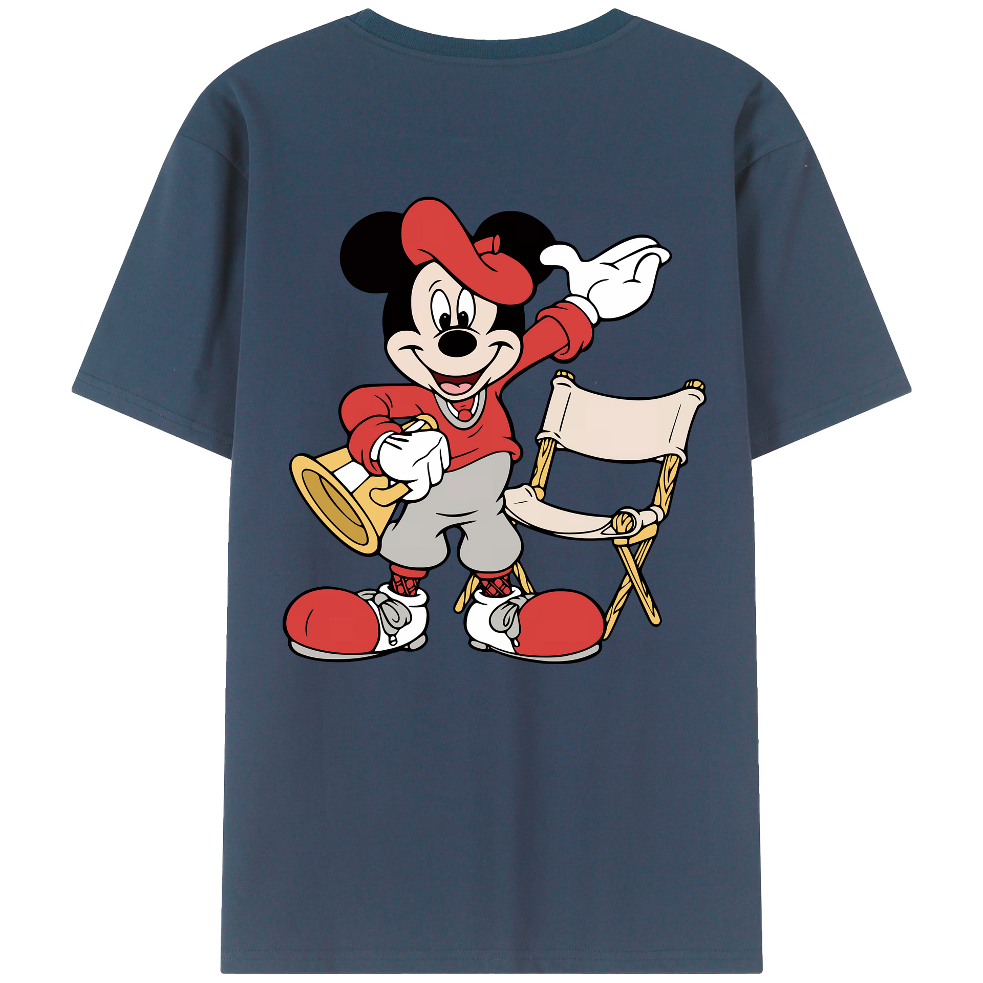 （画像用） ミッキーマウス Mickey Mouse 綿100％ メンズ半袖Tシャツ（バックプリント） 通気性