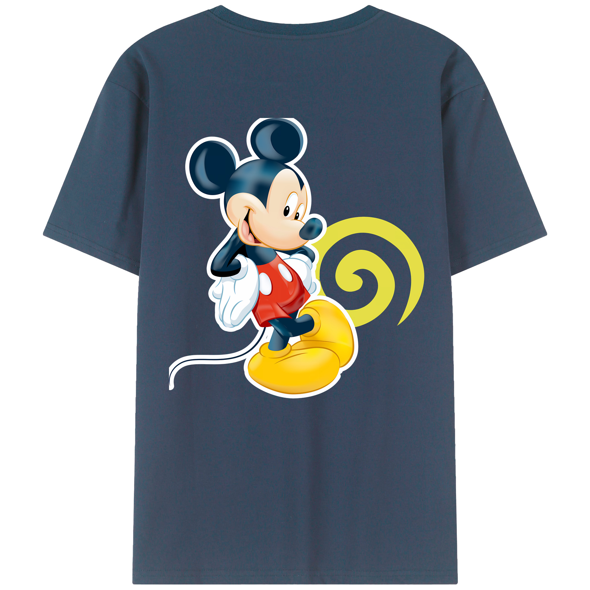 （画像用） ミッキーマウス Mickey Mouse 綿100％ メンズ半袖Tシャツ（バックプリント） 通気性