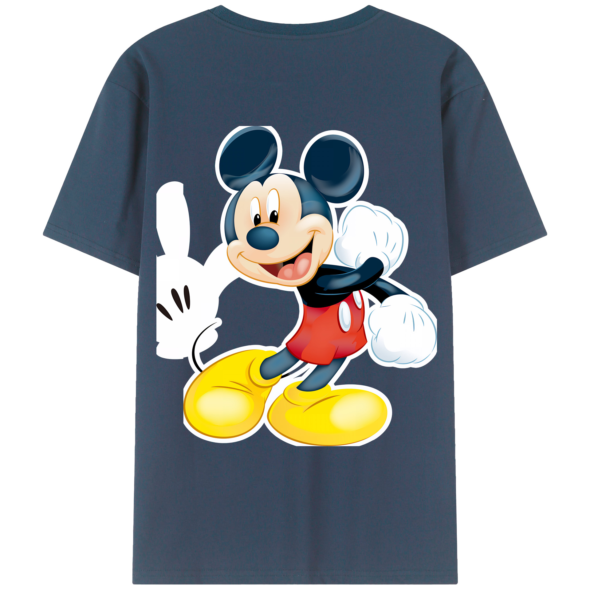 （画像用） ミッキーマウス Mickey Mouse 綿100％ メンズ半袖Tシャツ（バックプリント） 通気性