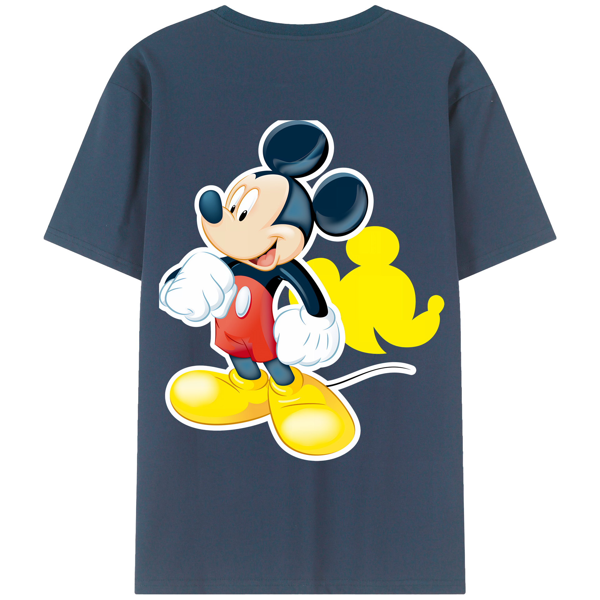 （画像用） ミッキーマウス Mickey Mouse 綿100％ メンズ半袖Tシャツ（バックプリント） 通気性