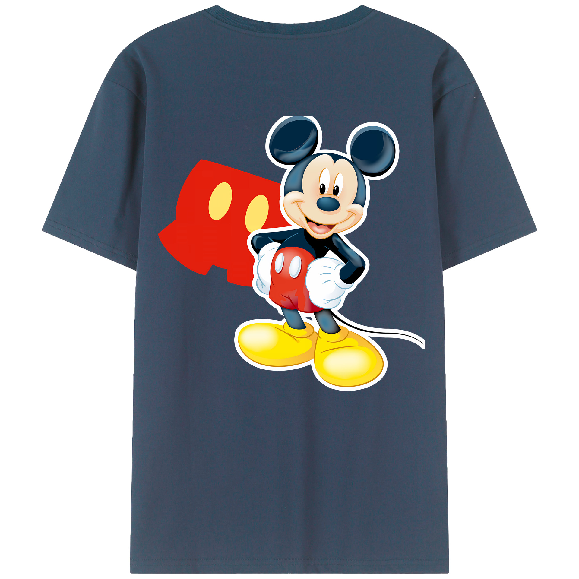 （画像用） ミッキーマウス Mickey Mouse 綿100％ メンズ半袖Tシャツ（バックプリント） 通気性