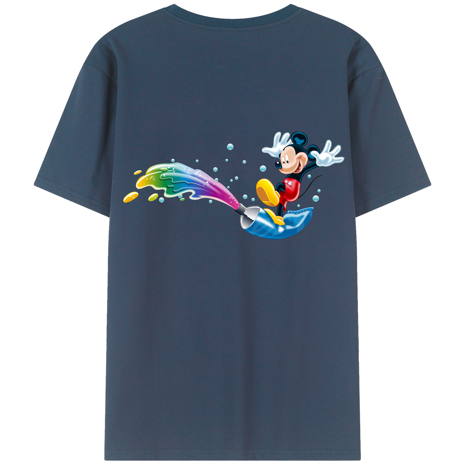 （画像用） ミッキーマウス Mickey Mouse 綿100％ メンズ半袖Tシャツ（バックプリント） 通気性