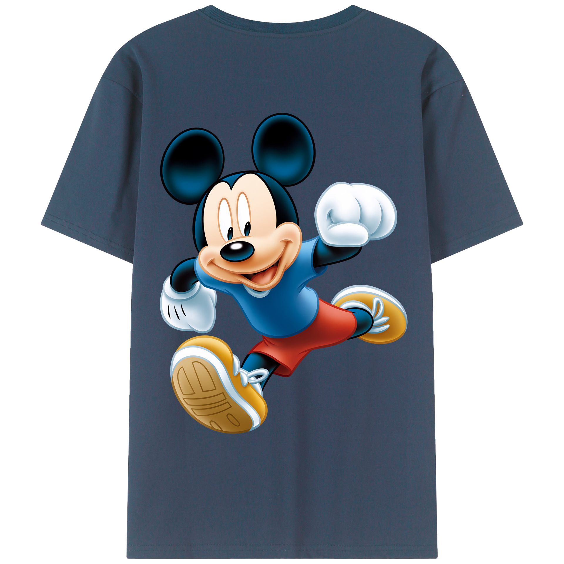 （画像用） ミッキーマウス Mickey Mouse 綿100％ メンズ半袖Tシャツ（バックプリント） 通気性