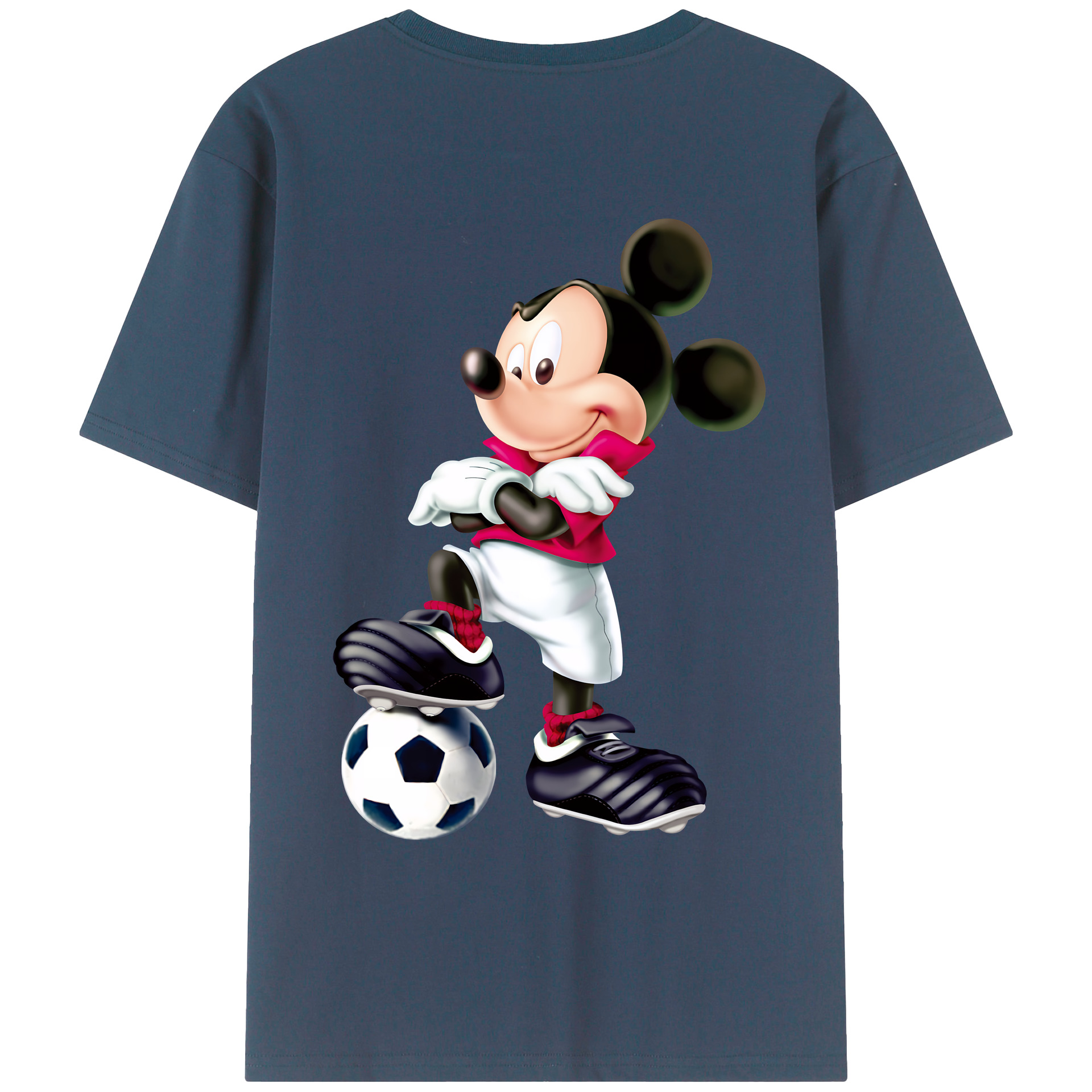 （画像用） ミッキーマウス Mickey Mouse 綿100％ メンズ半袖Tシャツ（バックプリント） 通気性