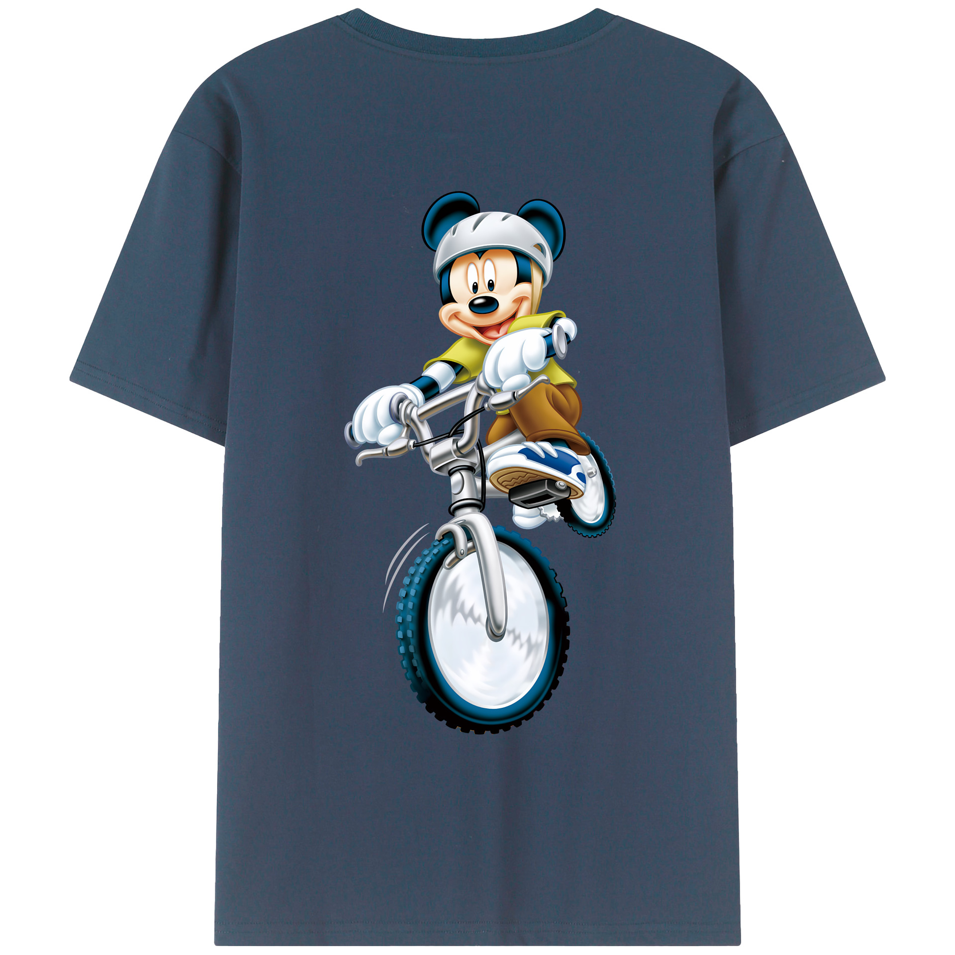 （画像用） ミッキーマウス Mickey Mouse 綿100％ メンズ半袖Tシャツ（バックプリント） 通気性