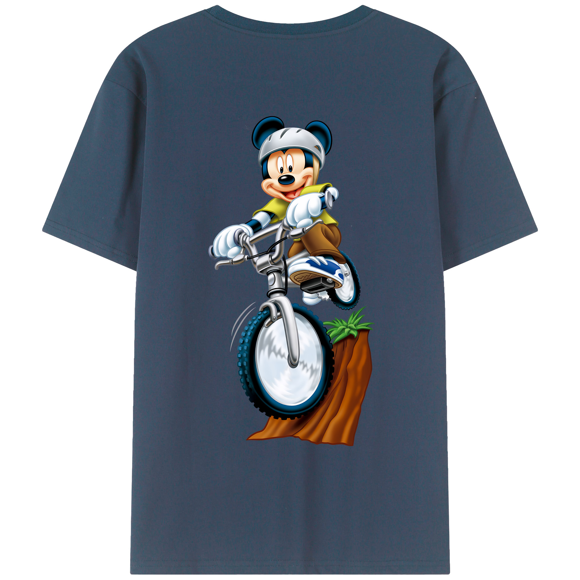 （画像用） ミッキーマウス Mickey Mouse 綿100％ メンズ半袖Tシャツ（バックプリント） 通気性