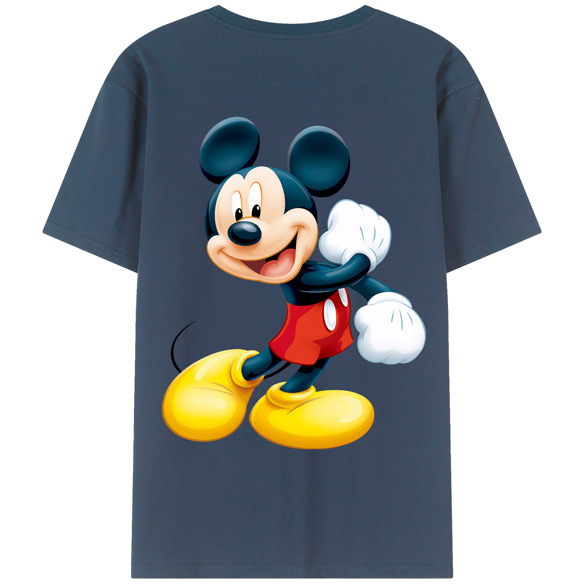 （画像用） ミッキーマウス Mickey Mouse 綿100％ メンズ半袖Tシャツ（バックプリント） 通気性