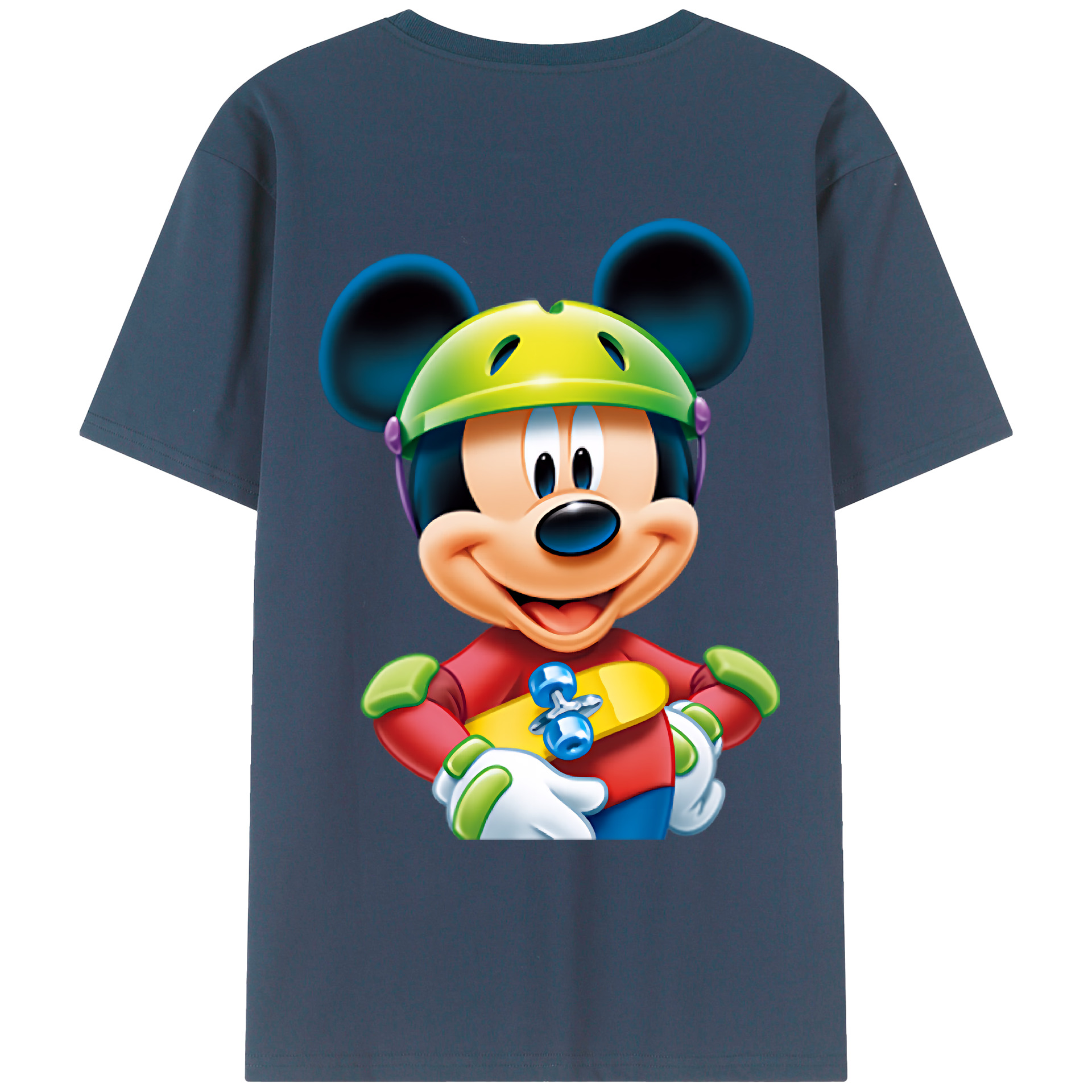 （画像用） ミッキーマウス Mickey Mouse 綿100％ メンズ半袖Tシャツ（バックプリント） 通気性