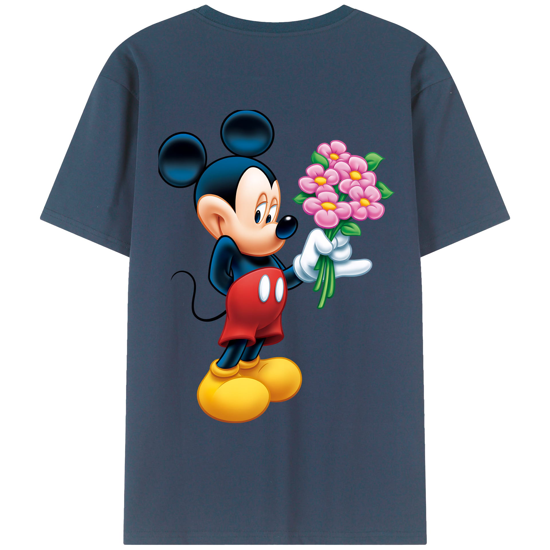 （画像用） ミッキーマウス Mickey Mouse 綿100％ メンズ半袖Tシャツ（バックプリント） 通気性