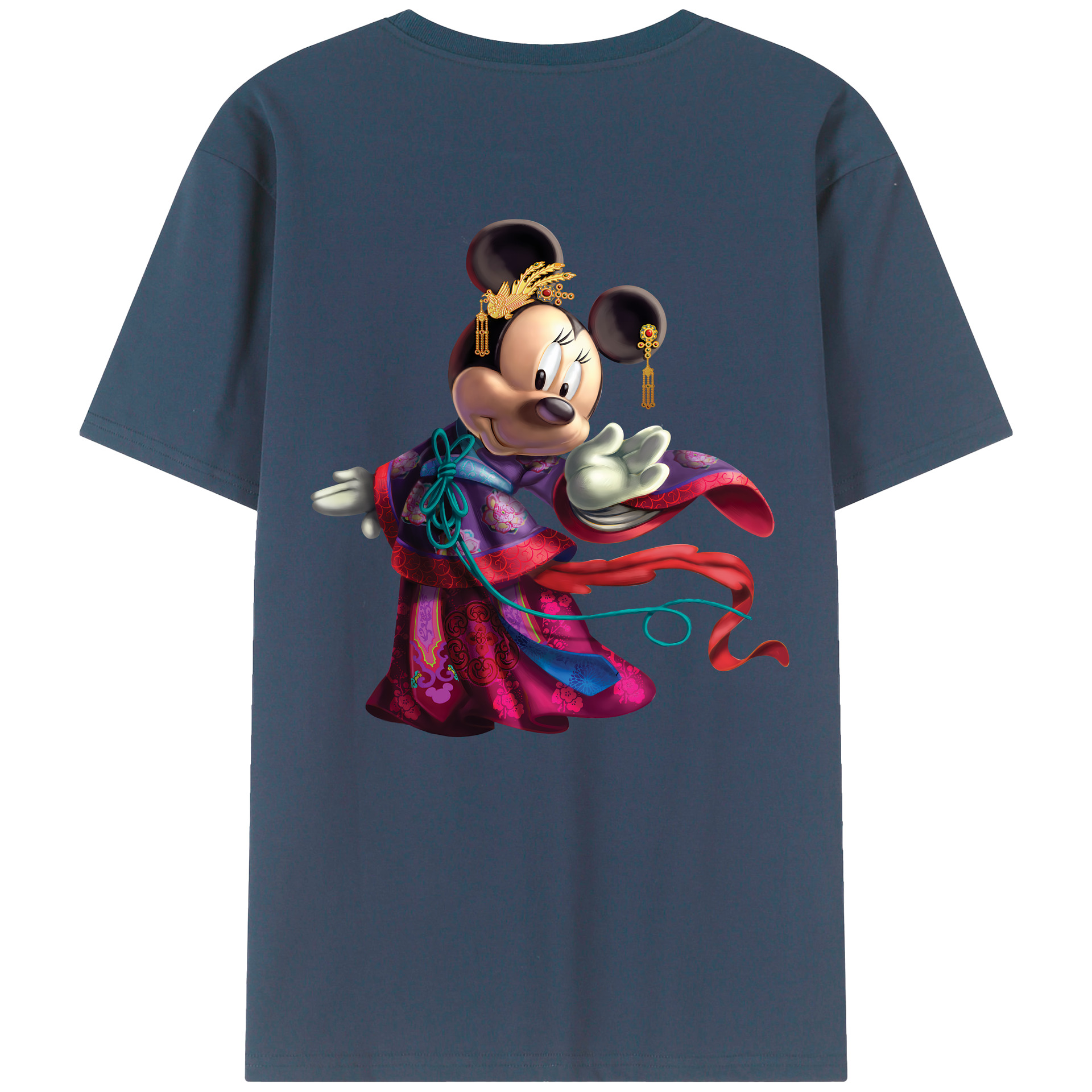 （画像用） ミッキーマウス Mickey Mouse 綿100％ メンズ半袖Tシャツ（バックプリント） 通気性