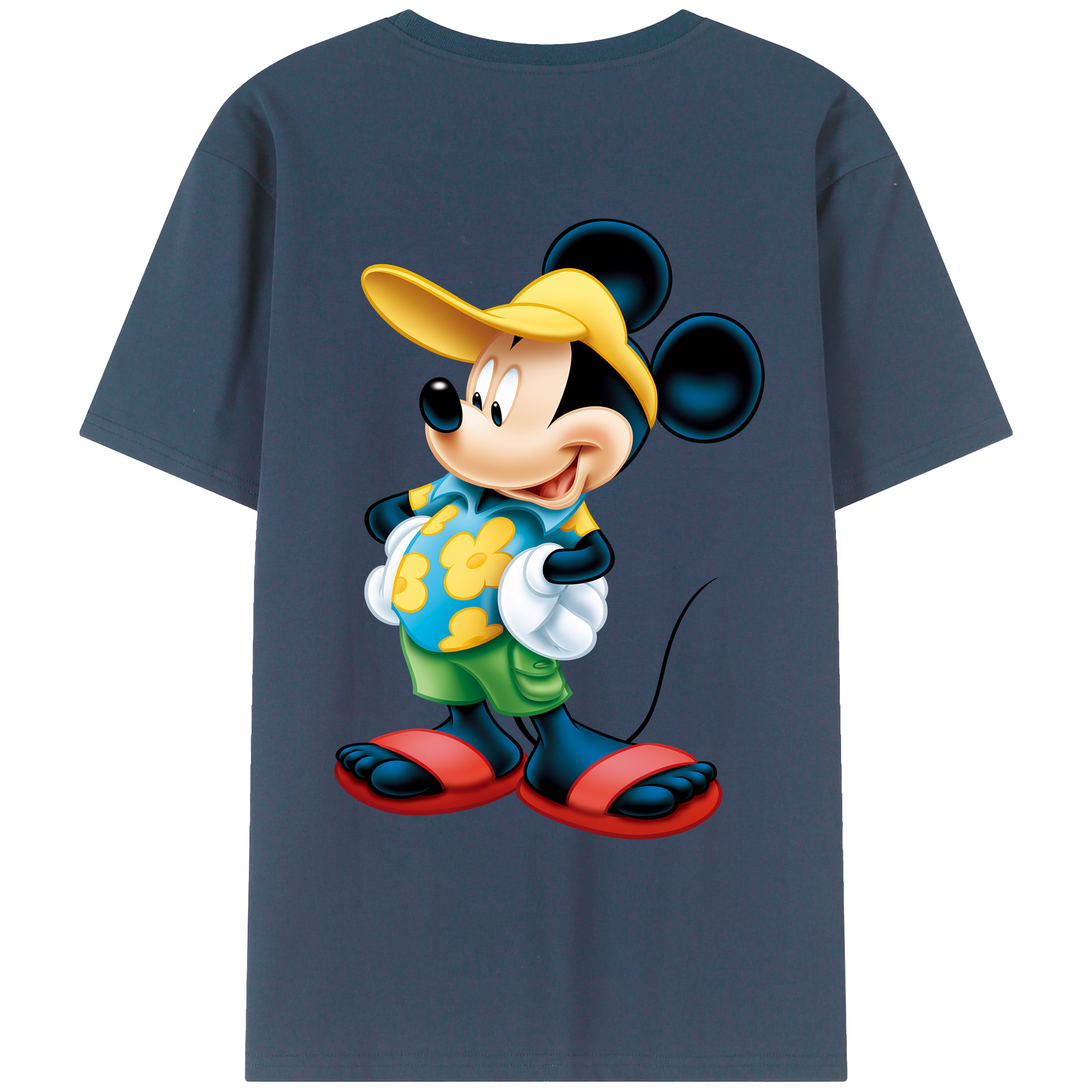 （画像用） ミッキーマウス Mickey Mouse 綿100％ メンズ半袖Tシャツ（バックプリント） 通気性