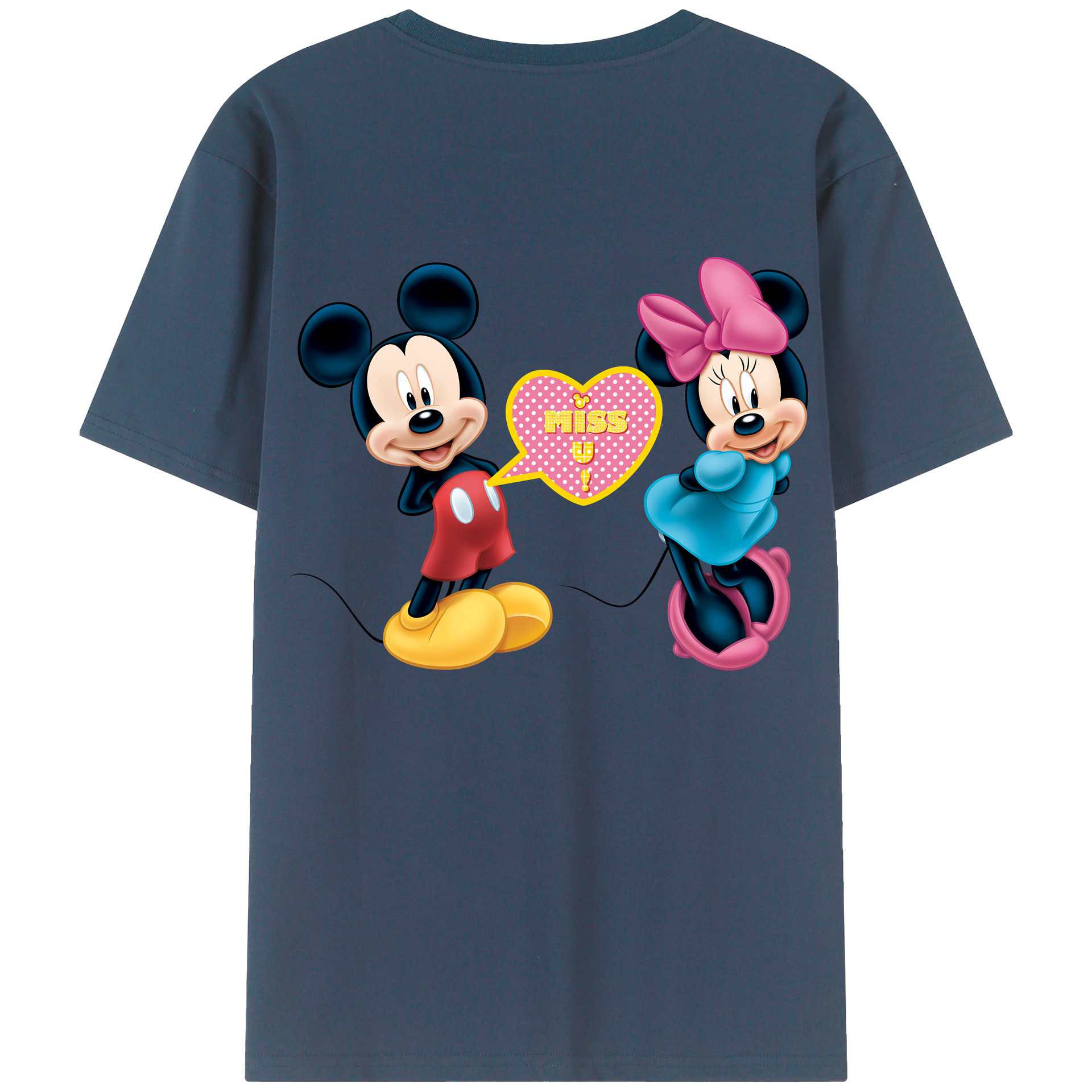 （画像用） ミッキーマウス Mickey Mouse 綿100％ メンズ半袖Tシャツ（バックプリント） 通気性