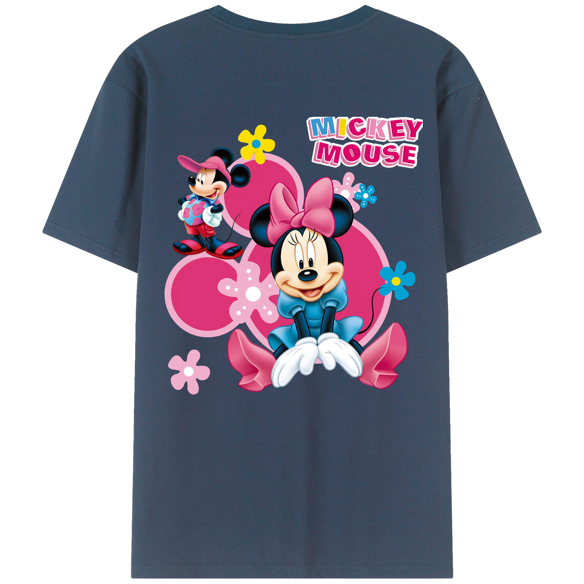 （画像用） ミッキーマウス Mickey Mouse 綿100％ メンズ半袖Tシャツ（バックプリント） 通気性