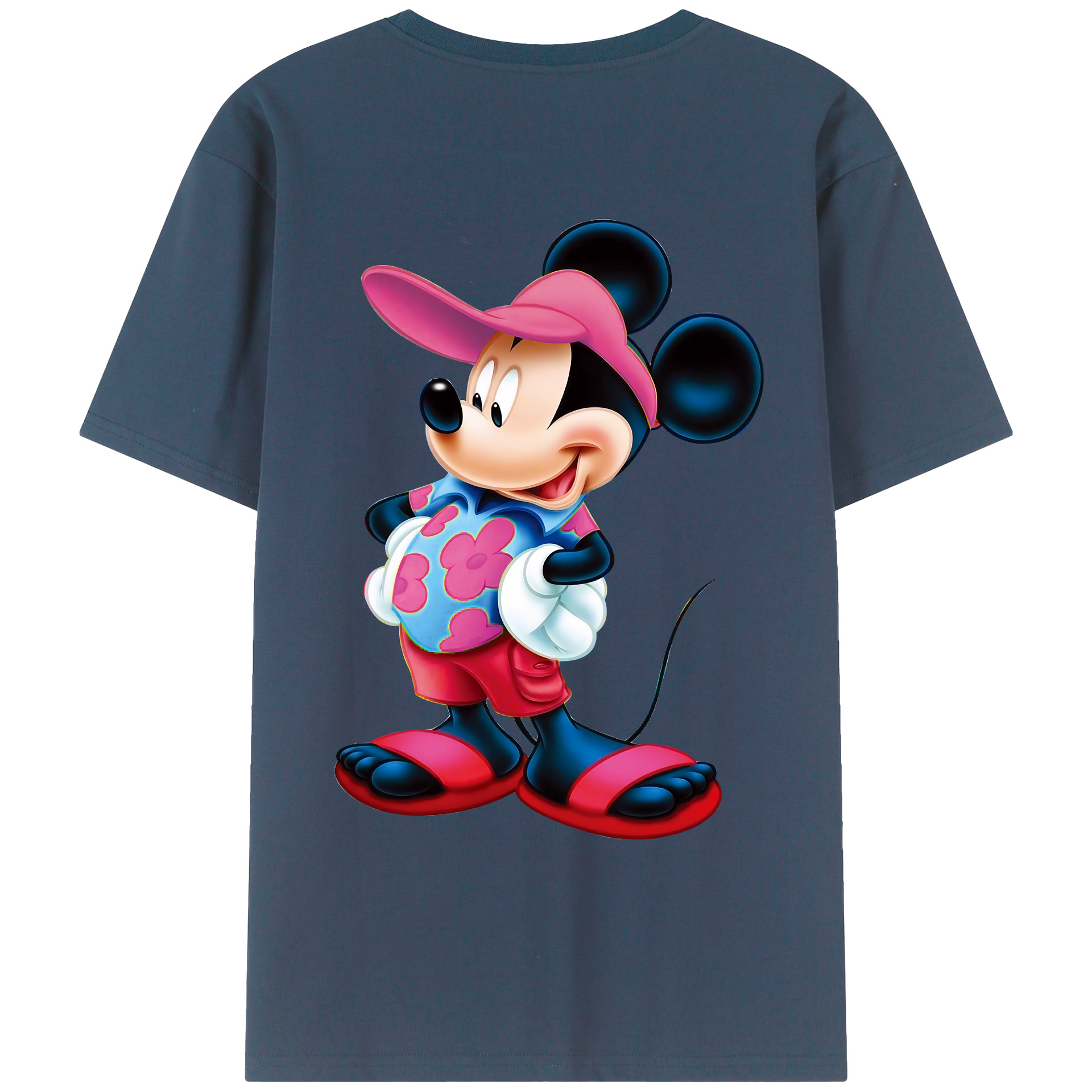 （画像用） ミッキーマウス Mickey Mouse 綿100％ メンズ半袖Tシャツ（バックプリント） 通気性
