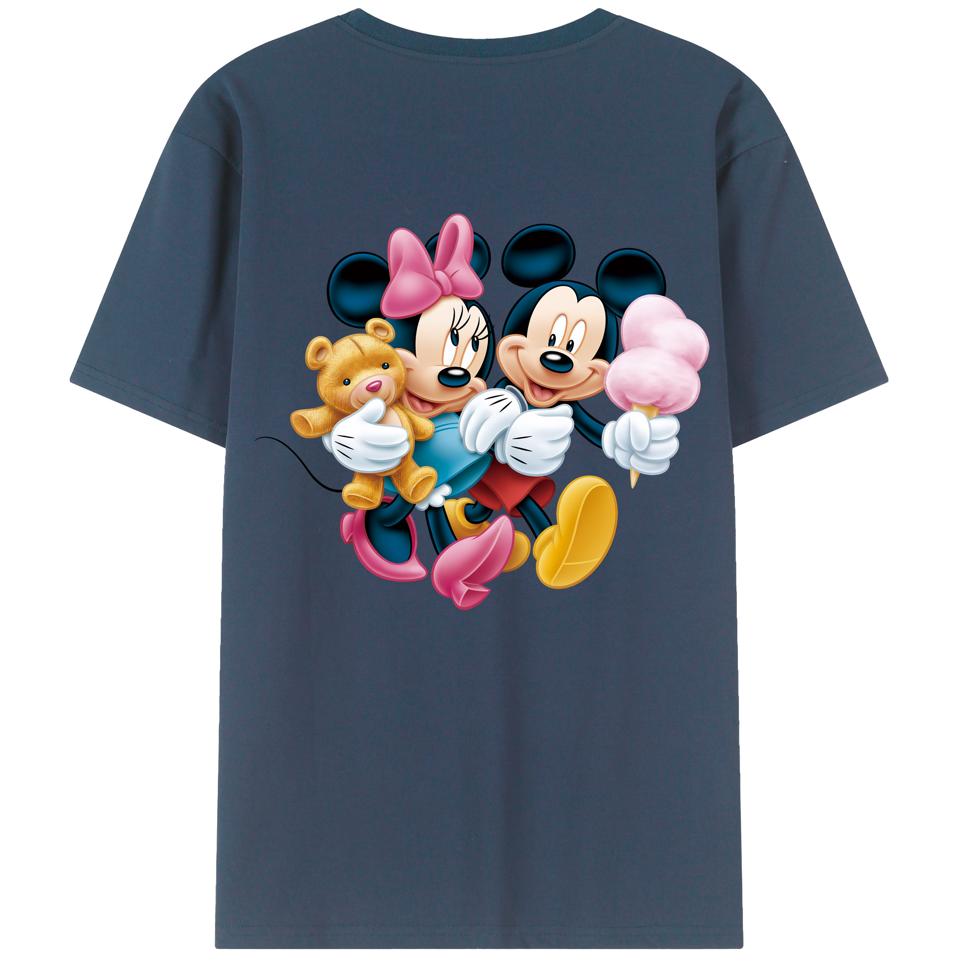 （画像用） ミッキーマウス Mickey Mouse 綿100％ メンズ半袖Tシャツ（バックプリント） 通気性