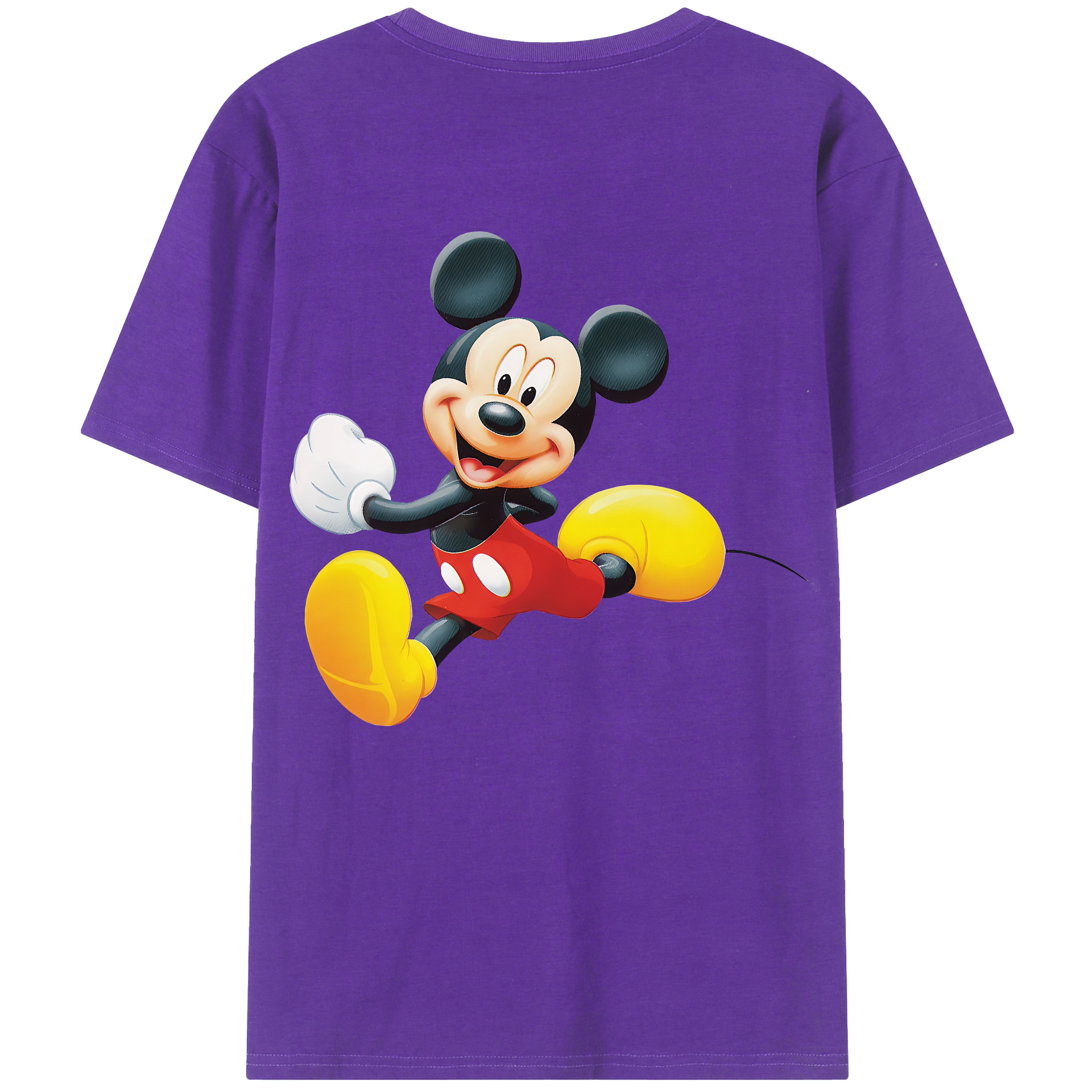 （画像用） ミッキーマウス Mickey Mouse 綿100％ メンズ半袖Tシャツ（バックプリント） 通気性