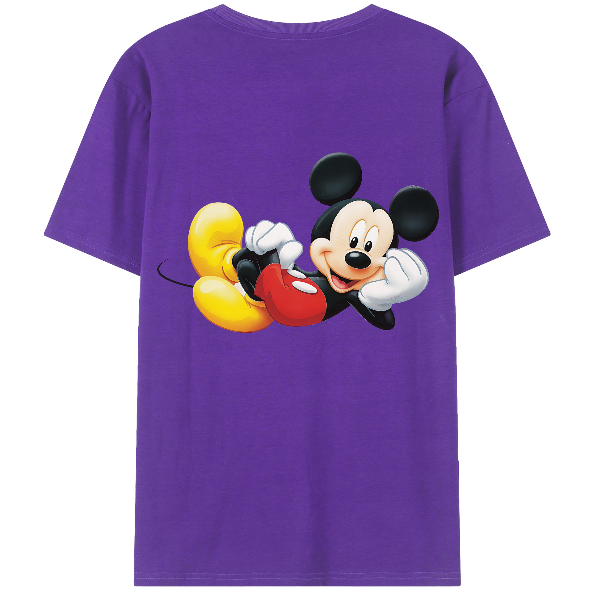 （画像用） ミッキーマウス Mickey Mouse 綿100％ メンズ半袖Tシャツ（バックプリント） 通気性