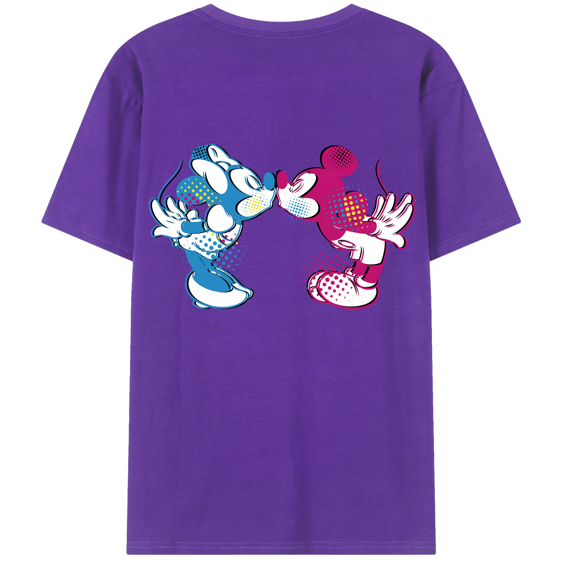 （画像用） ミッキーマウス Mickey Mouse 綿100％ メンズ半袖Tシャツ（バックプリント） 通気性