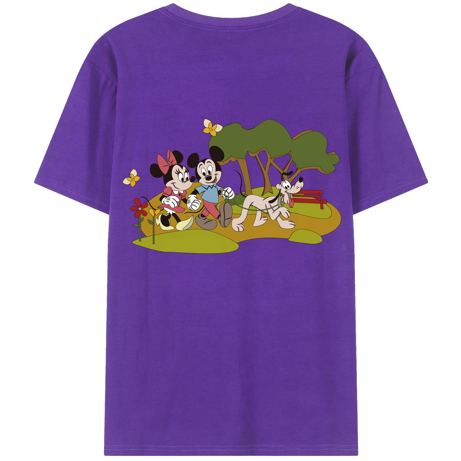 （画像用） ミッキーマウス Mickey Mouse 綿100％ メンズ半袖Tシャツ（バックプリント） 通気性