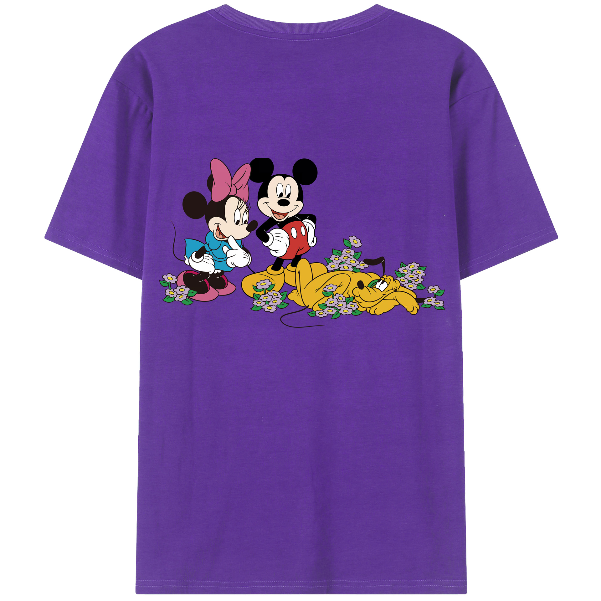 （画像用） ミッキーマウス Mickey Mouse 綿100％ メンズ半袖Tシャツ（バックプリント） 通気性