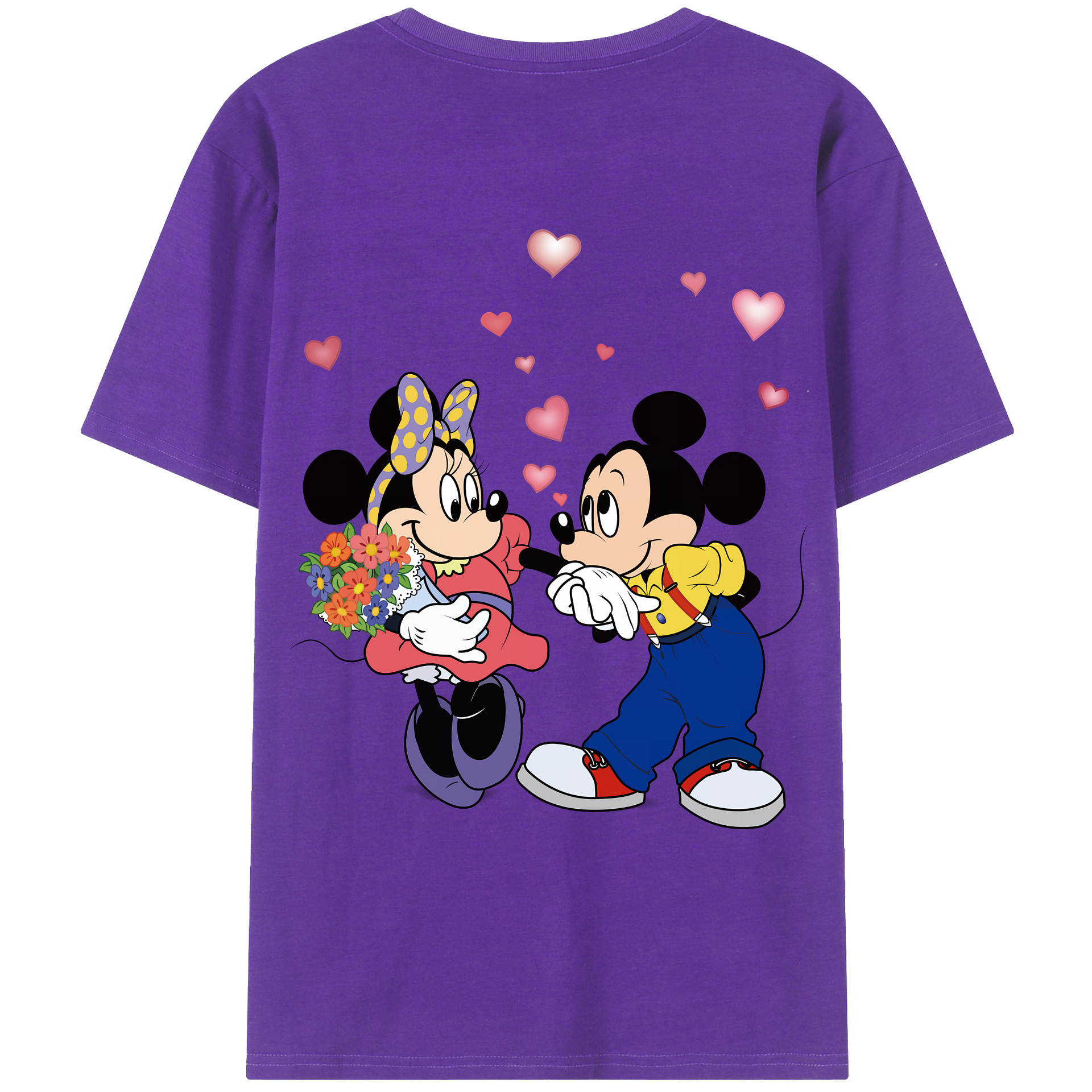 （画像用） ミッキーマウス Mickey Mouse 綿100％ メンズ半袖Tシャツ（バックプリント） 通気性