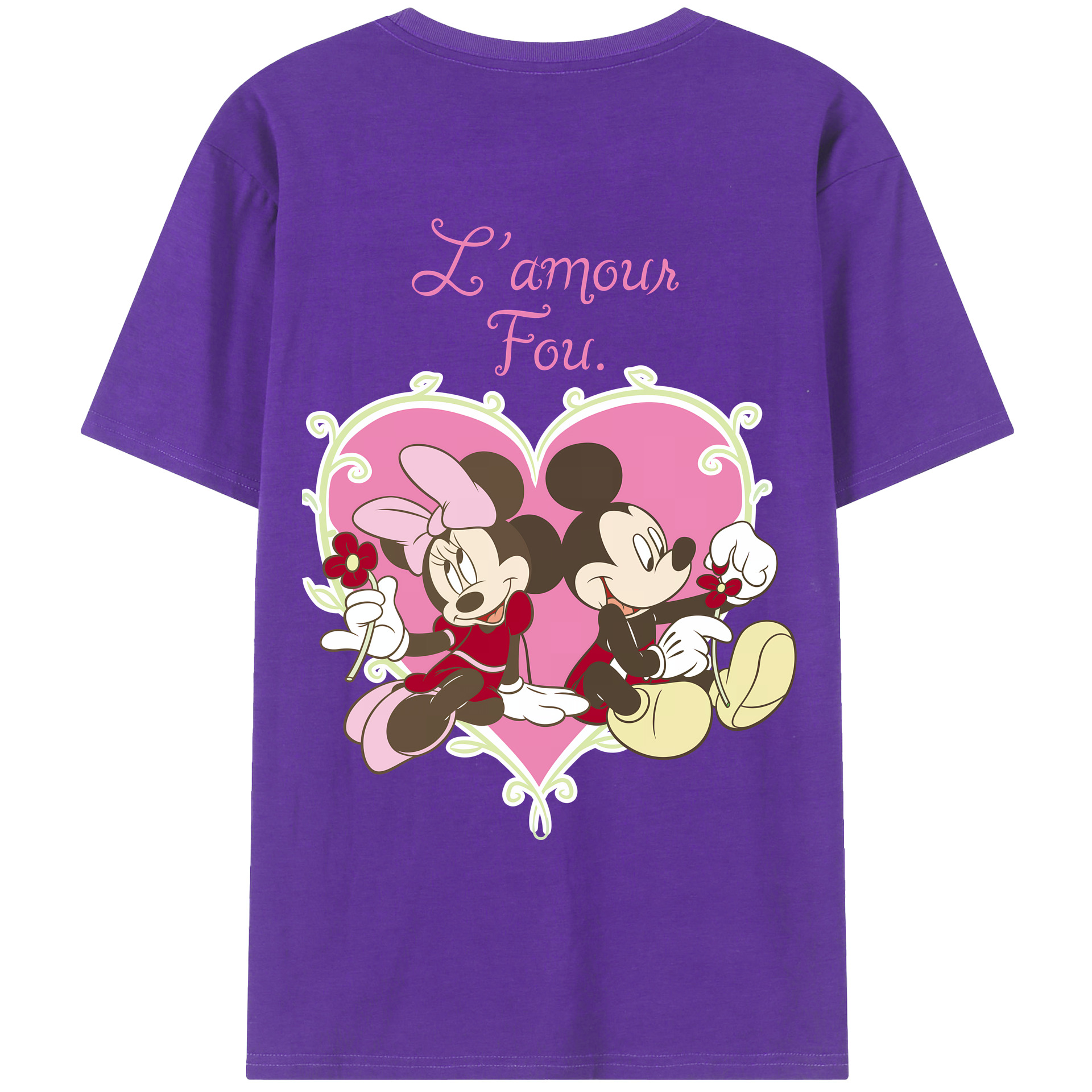 （画像用） ミッキーマウス Mickey Mouse 綿100％ メンズ半袖Tシャツ（バックプリント） 通気性