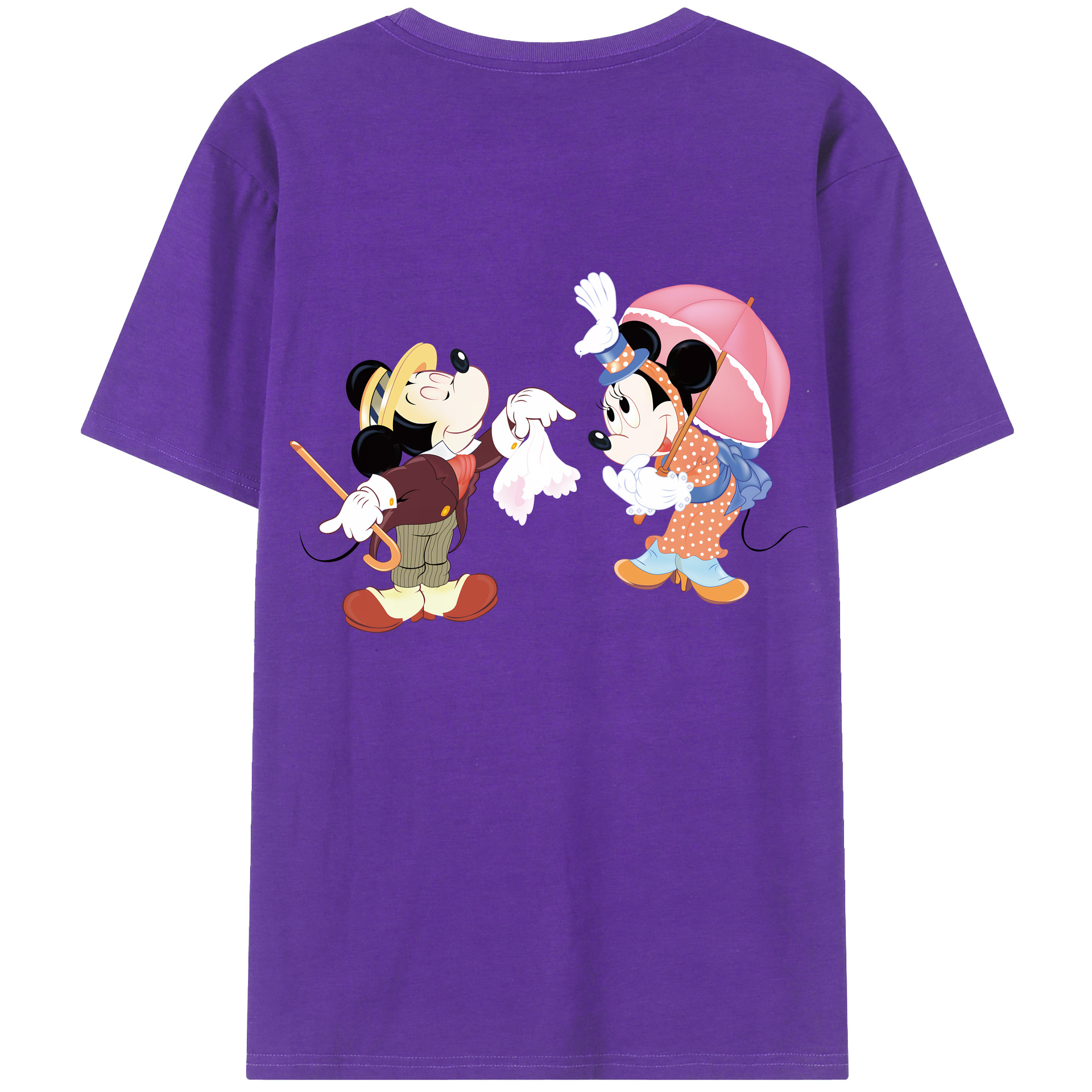 （画像用） ミッキーマウス Mickey Mouse 綿100％ メンズ半袖Tシャツ（バックプリント） 通気性