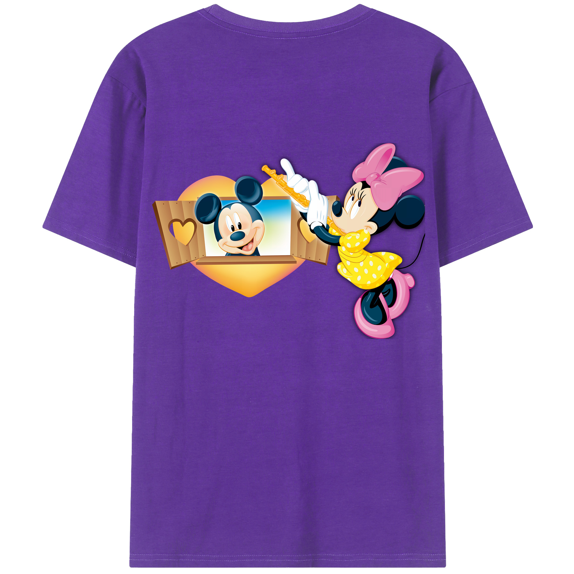 （画像用） ミッキーマウス Mickey Mouse 綿100％ メンズ半袖Tシャツ（バックプリント） 通気性